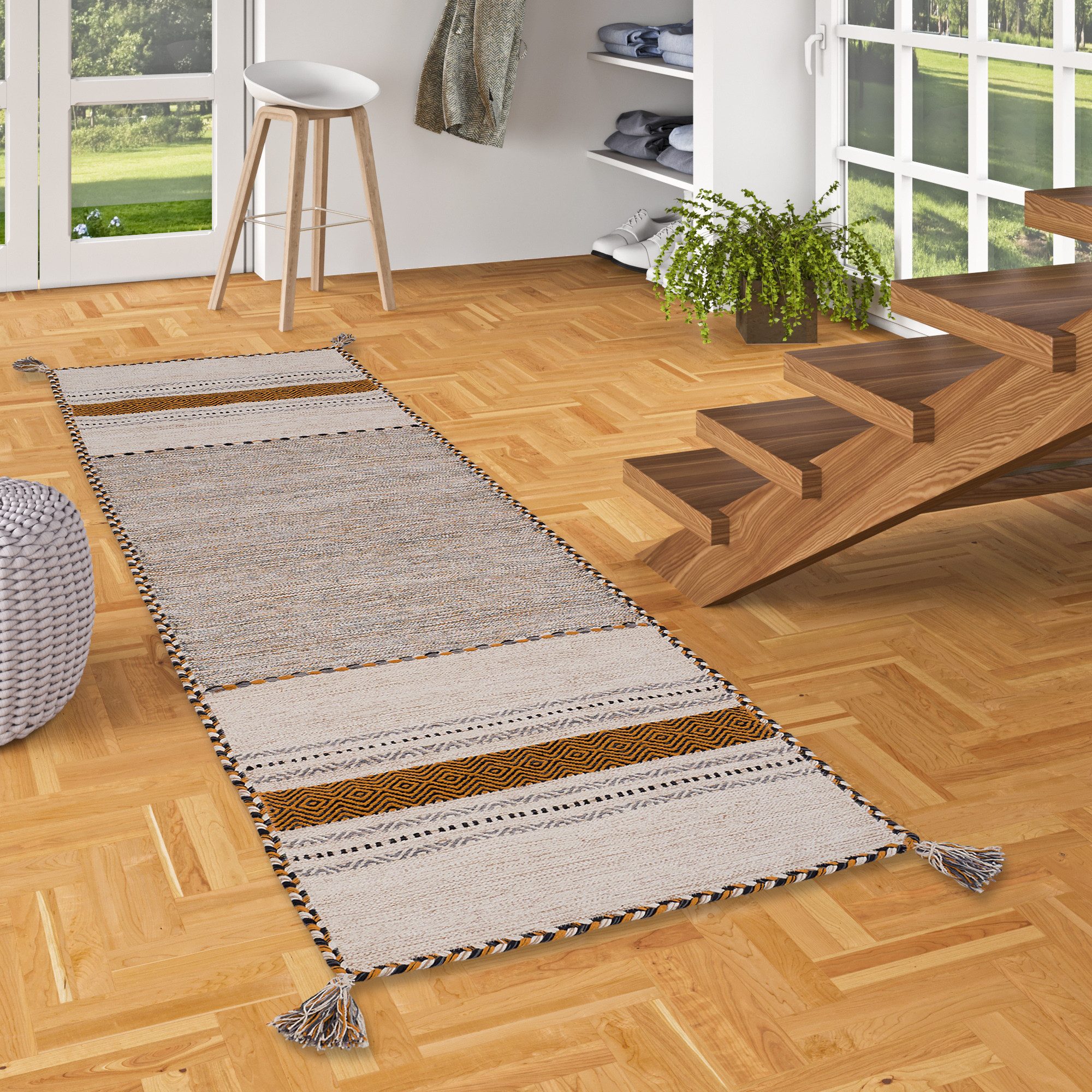 Pergamon Läufer Läufer Natur Teppich Kelim Navarro, Rechteckig, Höhe: 8 mm