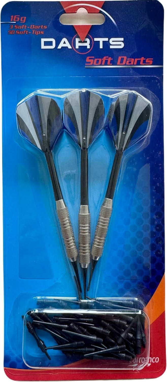 Carromco Softdarts 3 Dartpfeile mit Ersatzspitzen, Zubehör für E-Dart, 3 Extra Flights