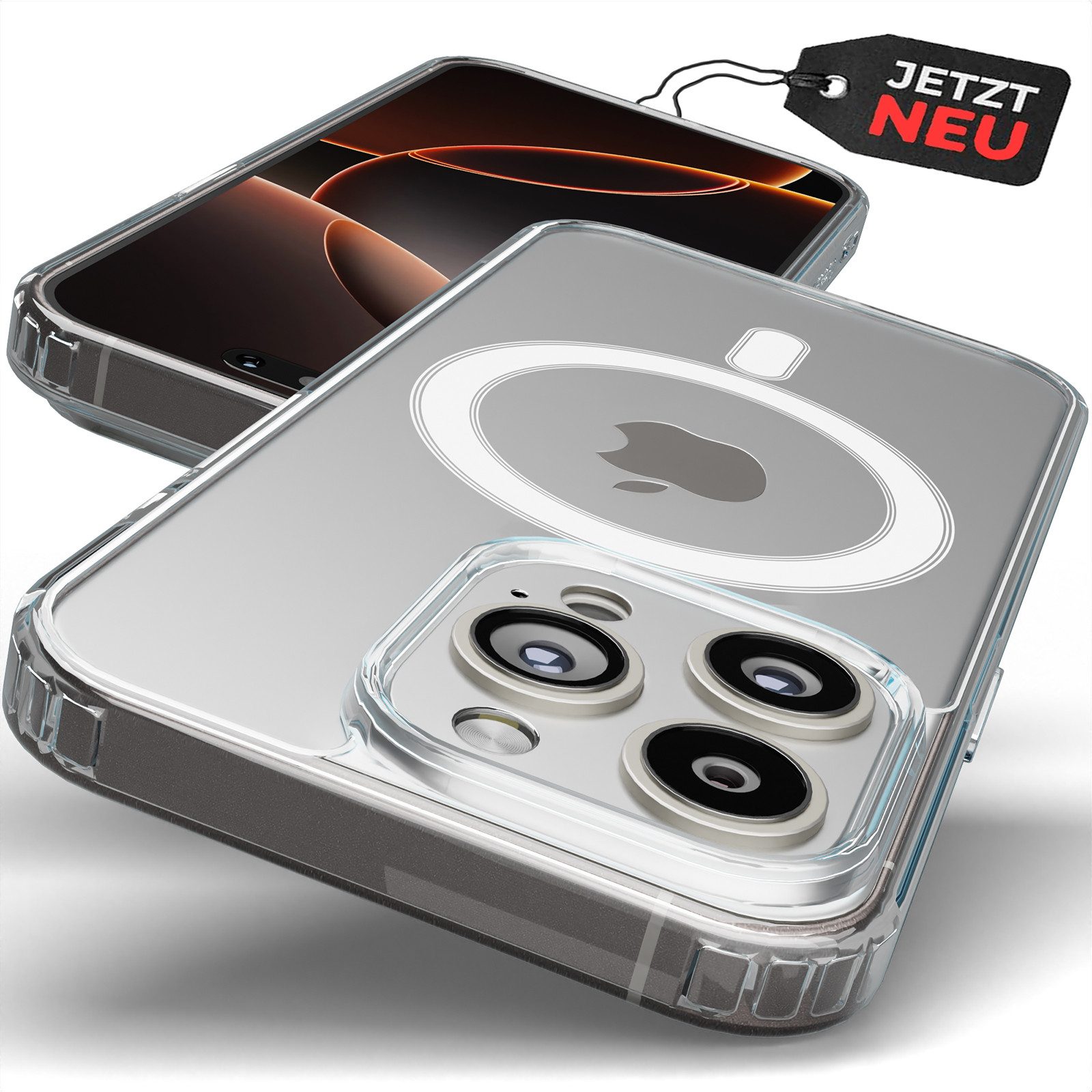 GreenHec Handyhülle MagSafe iPhone Magnet Clear Case Transparent Durchsichtig 17,8 cm (7 Zoll), für iPhone 16 15 14 13 12 Wireless Charging Schutzhülle