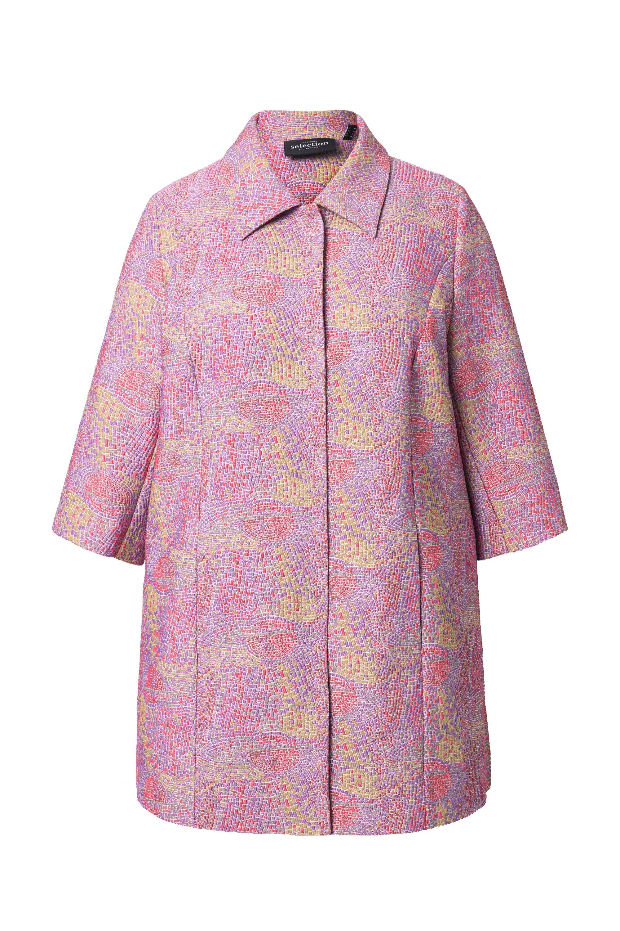 Sommerjacke Jacke Mosaik-Design Hemdkragen 3/4-Arm