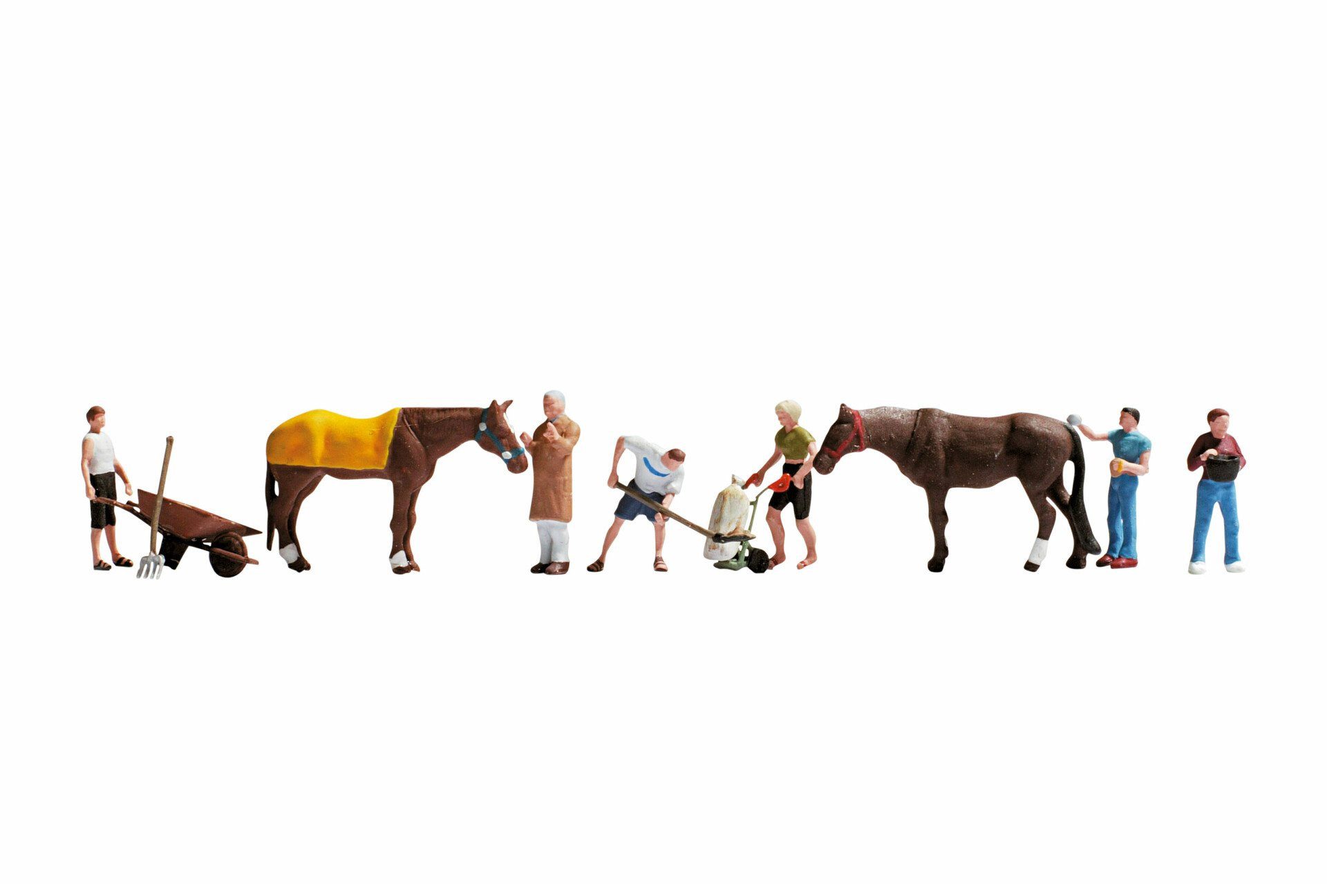 Dekofigur NOCH Figuren-Set „Stallarbeit“, mit Pferd und Zube