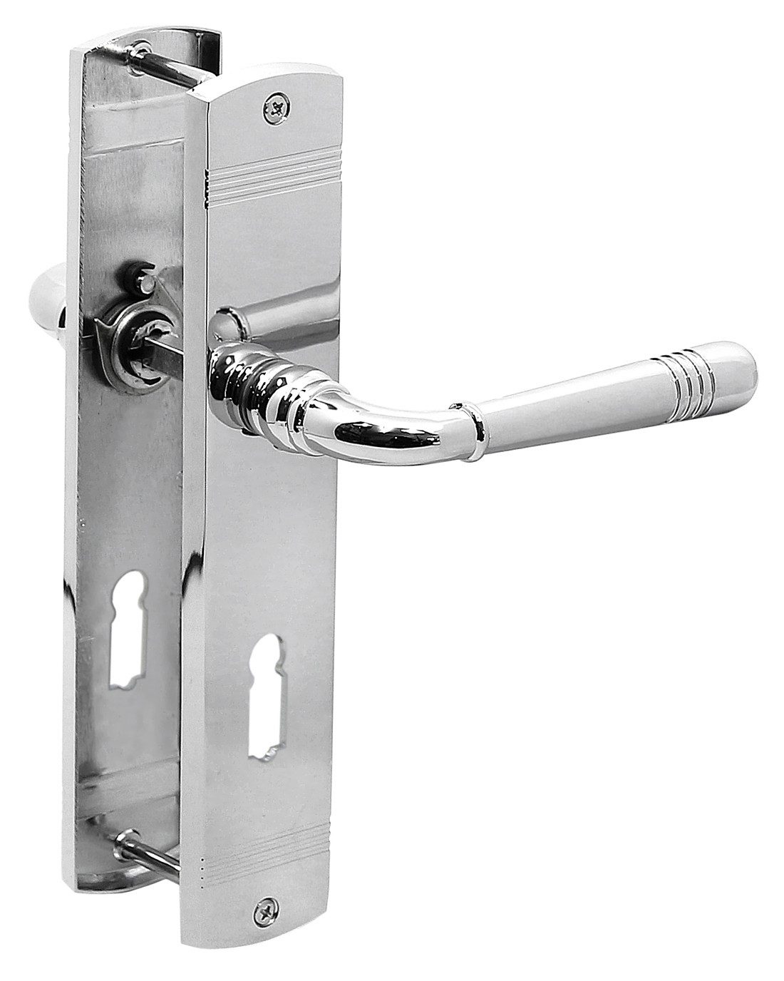 Türbeschlag Türbeschlag 1383 Helena LS Chrom Türdrücker Türklinke Türgriffe, Festdrehbar gelagert mit Rückholfeder zur Schlossentlastung