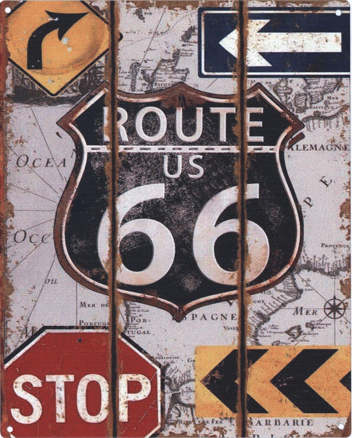 Metallschild Blechschild Route 66 Stop Schild