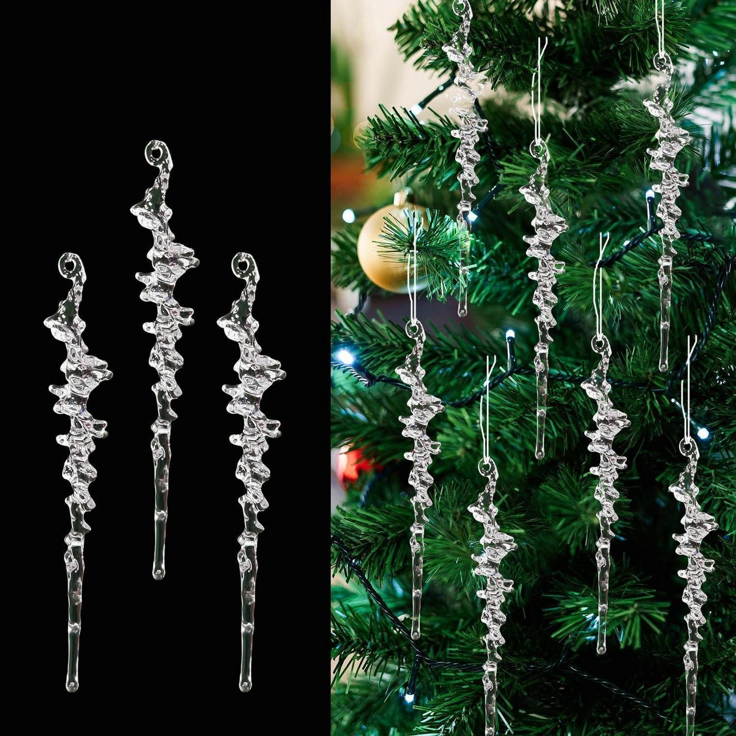 LuxusKollektion Hänge-Weihnachtsbaum Weihnachtsbaumschmuck Eiszapfen Acryl 13cm 26Stk (26 St)