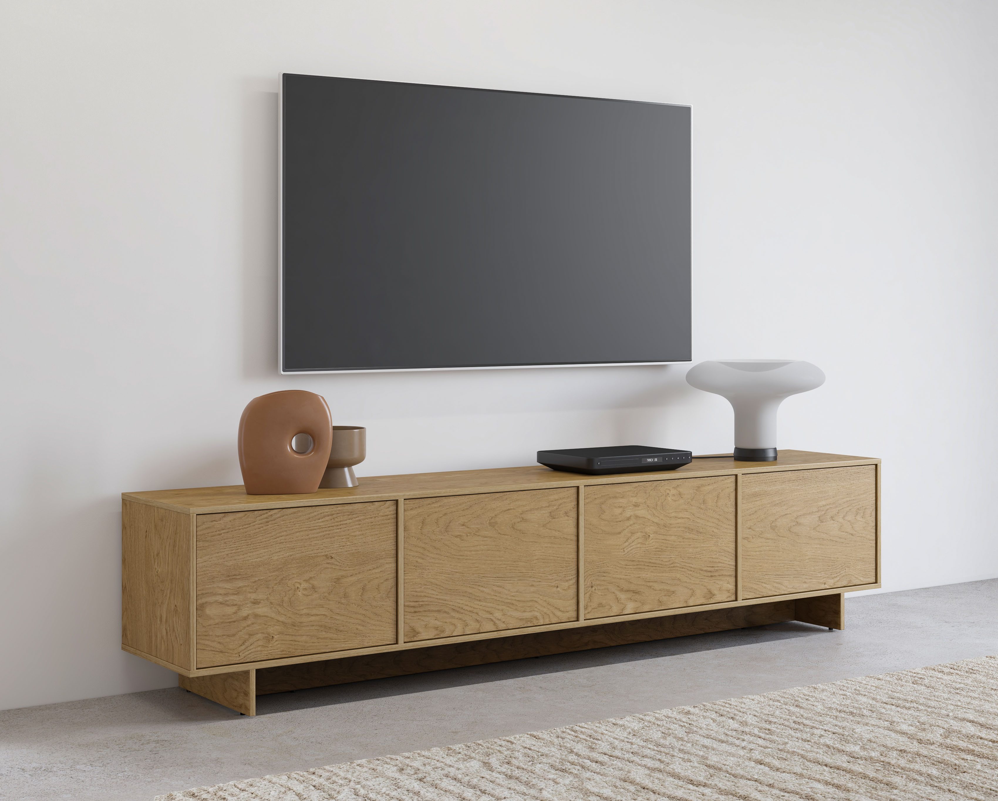 OTTO home Lowboard Tatami, Modernes griffloses TV-Board, Breit 220,50cm, TV-Schrank, TV-Schrank, TV-Board mit viel Stauraum, push-to-open-Funktion