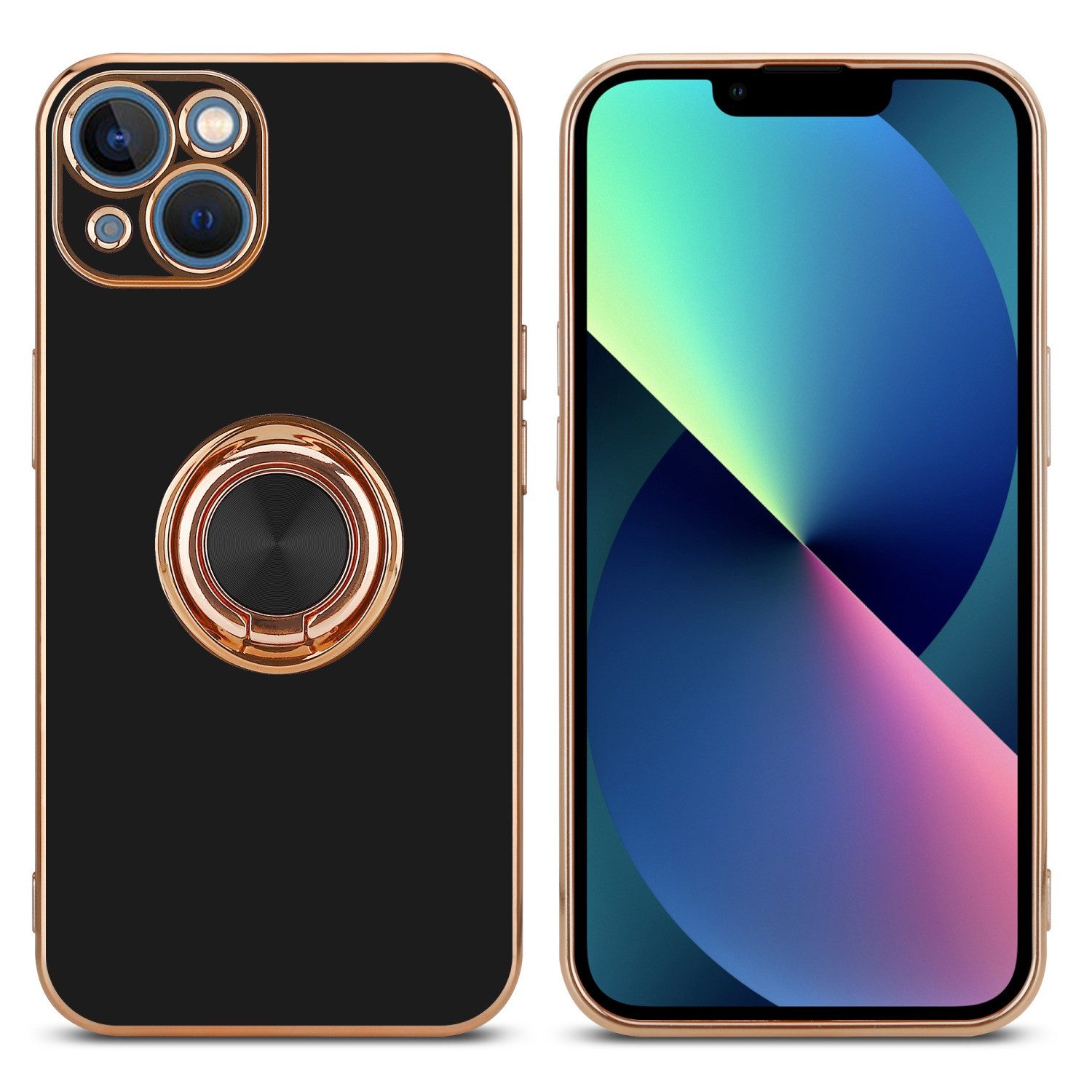 Cadorabo Handyhülle für iPhone 14 PLUS Hülle Apple iPhone 14 PLUS, Schutzhülle - TPU Silikon Hülle - mit Kameraschutz und Ring