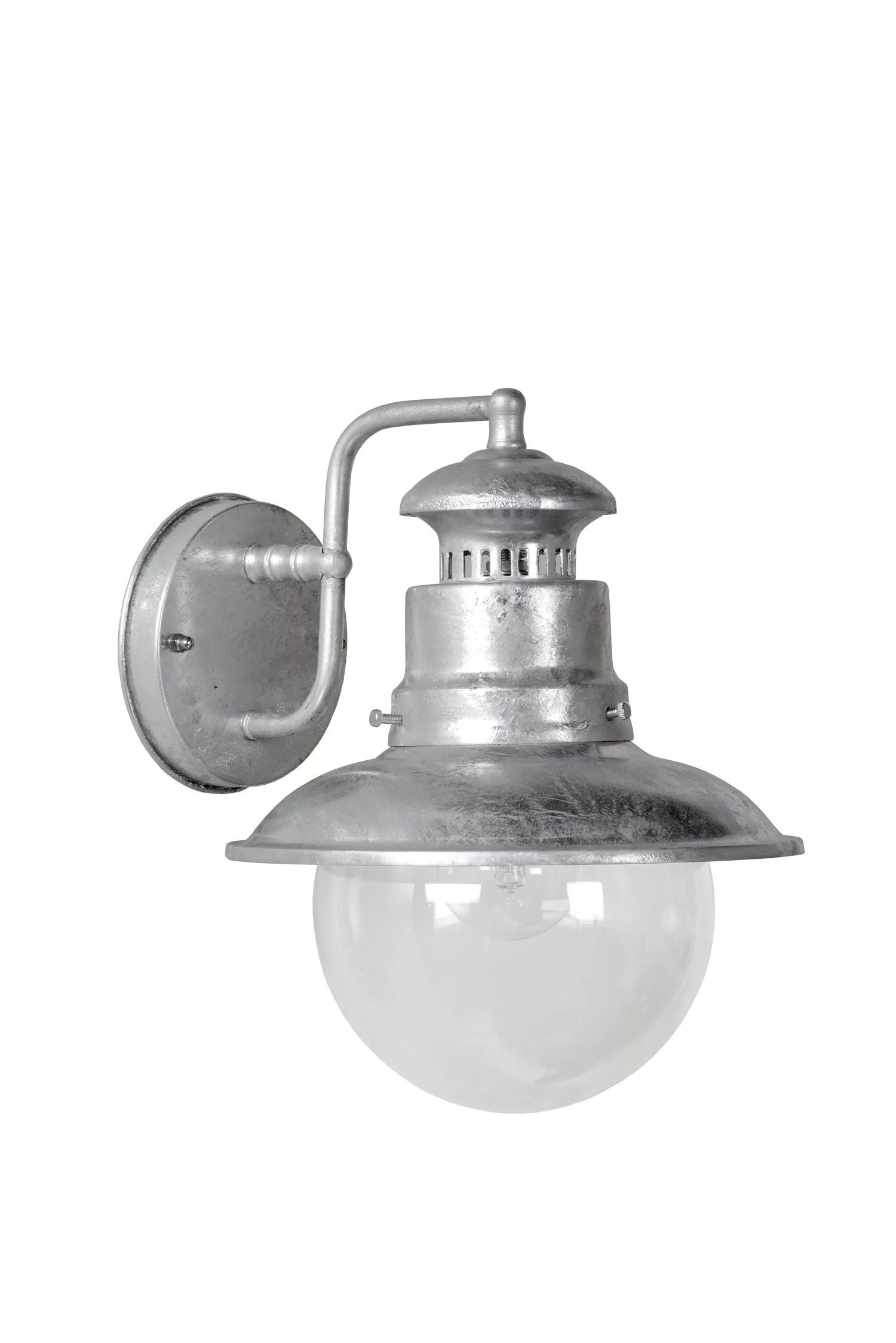 Licht-Erlebnisse Außen-Wandleuchte KIMI, ohne Leuchtmittel, Aluminium E27 IP44 27,3 cm hoch Zink Kugel Schirm Vintage Design