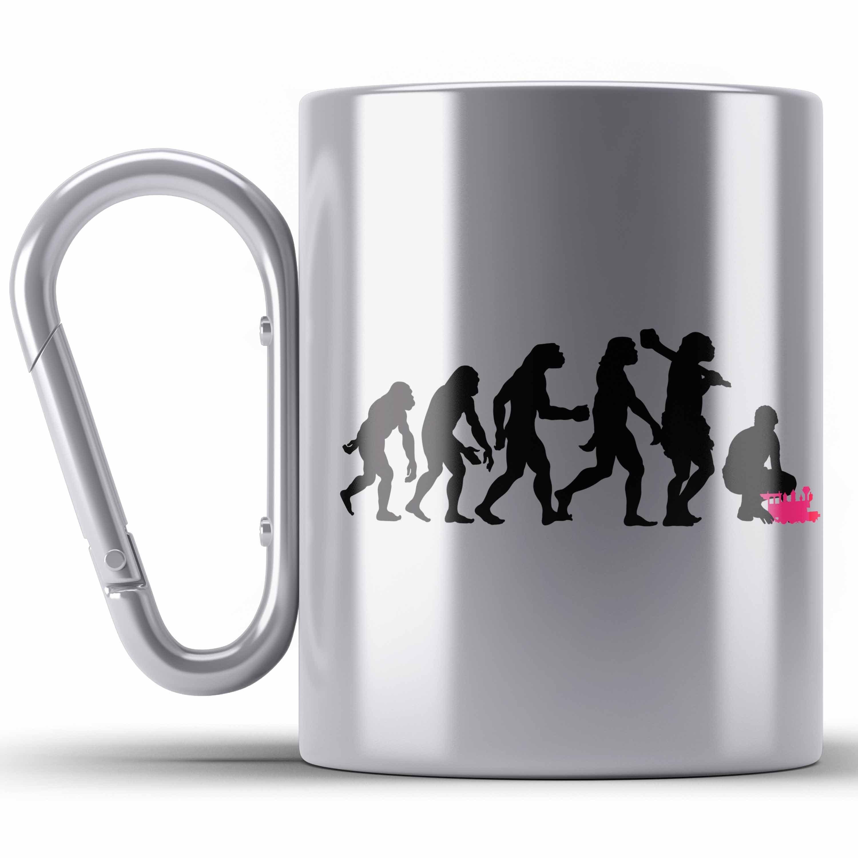 Trendation Thermotasse Modeleisenbahn Geschenk Edelstahl Tasse Spruch Geschenk Geschenkidee O Silber