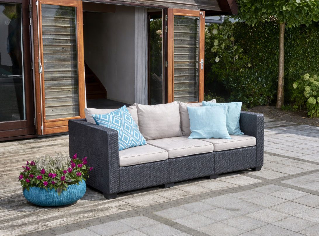 Allibert Loungesofa Salta 3-Sitzer Gartensofa – Rattanoptik, wetterfest inkl. Kissen
