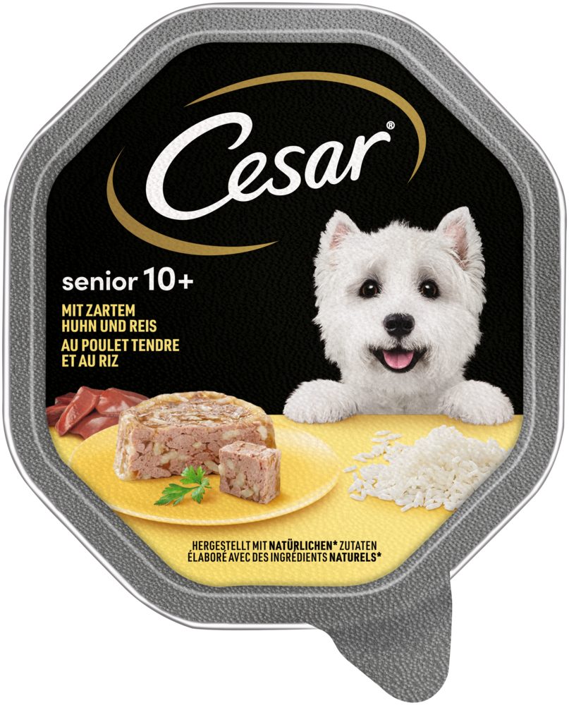 Cesar CESAR® Schale Senior 10+ mit Huhn und Reis 150g, Nassfutter für: Hund