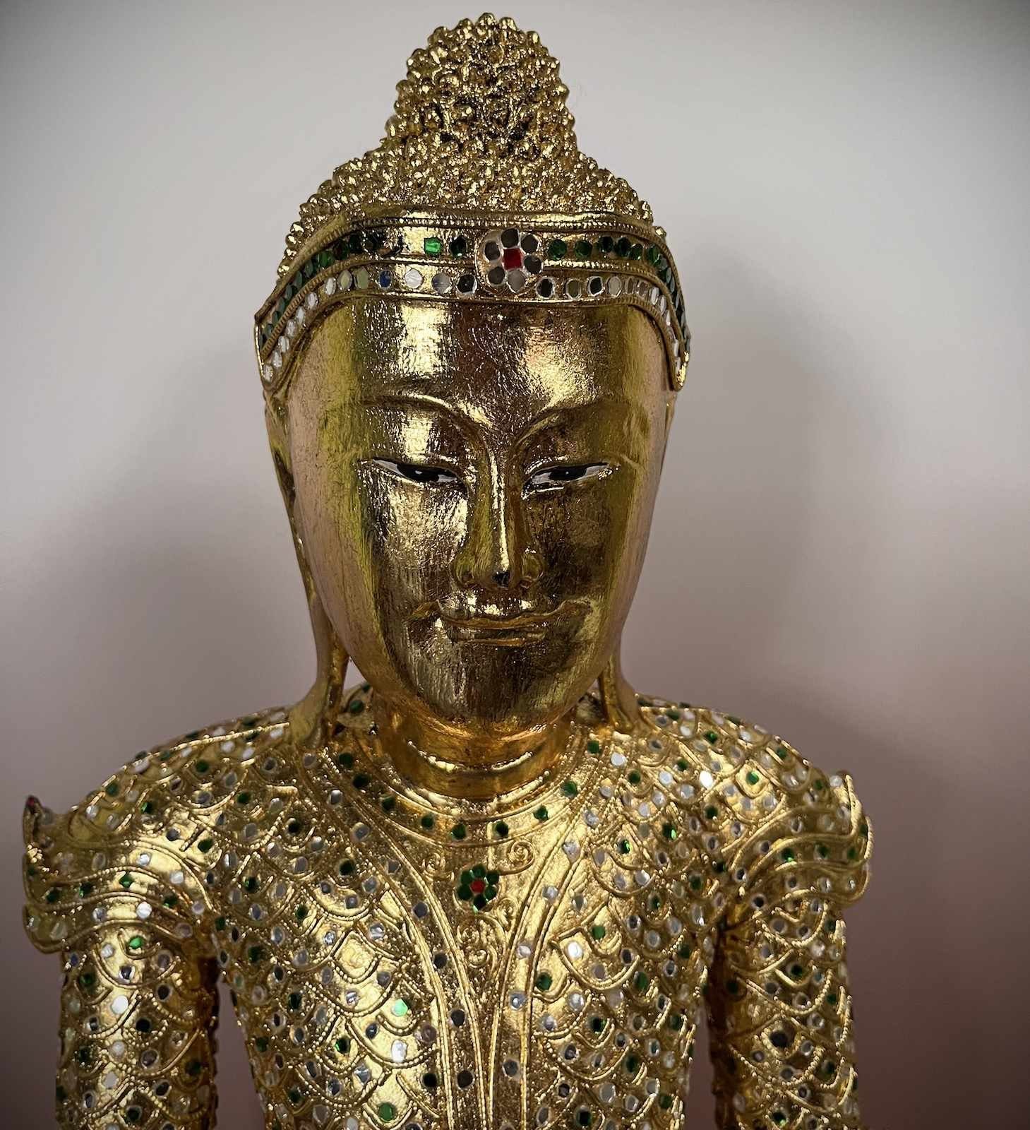LifeStyle blattvergoldet Buddhafigur Buddha Thailand Holz Statue Asien