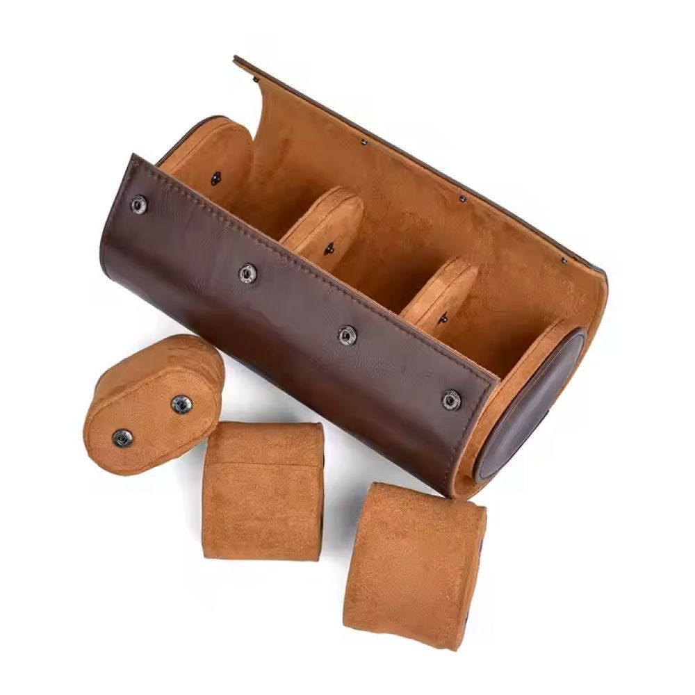 OLEVS Quarzuhr Uhrenrolle Geschenkset mit 3 Uhren 2870 - Braun Leder Chronograph