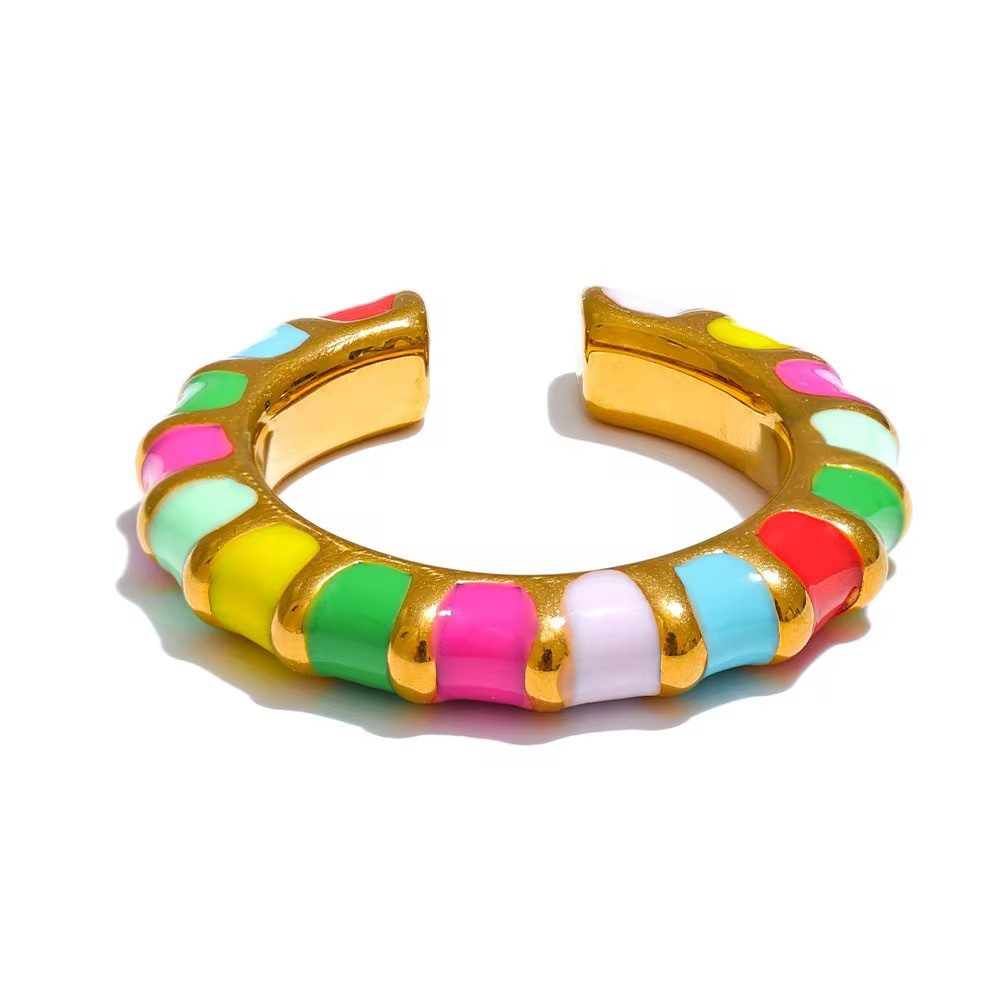 ROUGEMONT Fingerring Trend Design Damen Ring Emaille bunt onesize 7