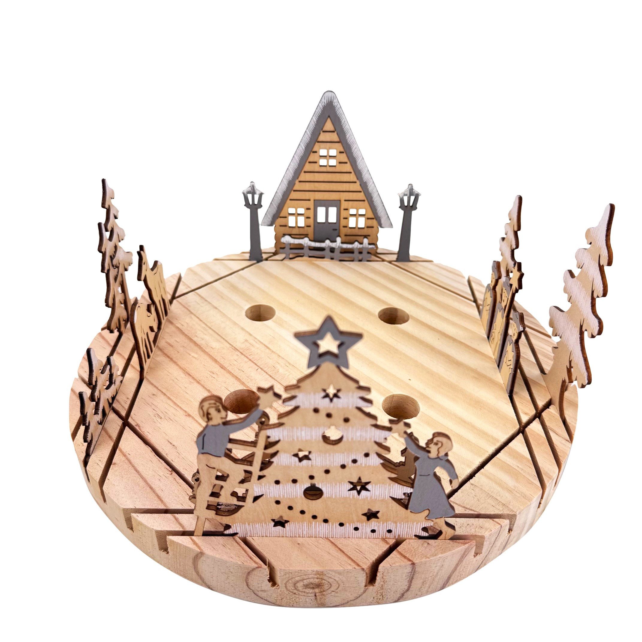 Online-Fuchs Dekotablett Adventskranz für 4 Stabkerzen günstig online kaufen