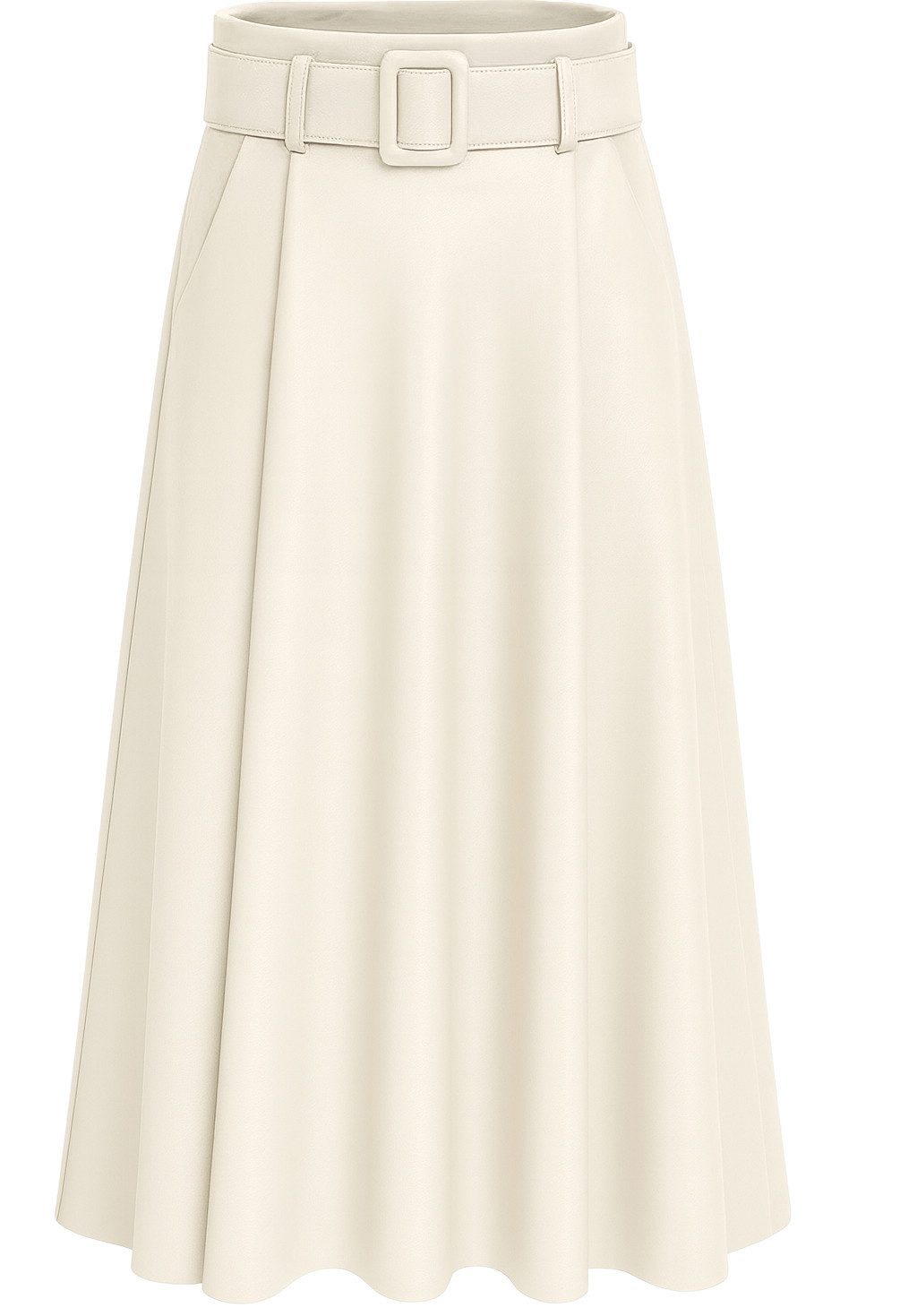 Mississhop Lederimitatrock Damen A-Linien Rock mit Gürtel – Kunstleder M.40 günstig online kaufen