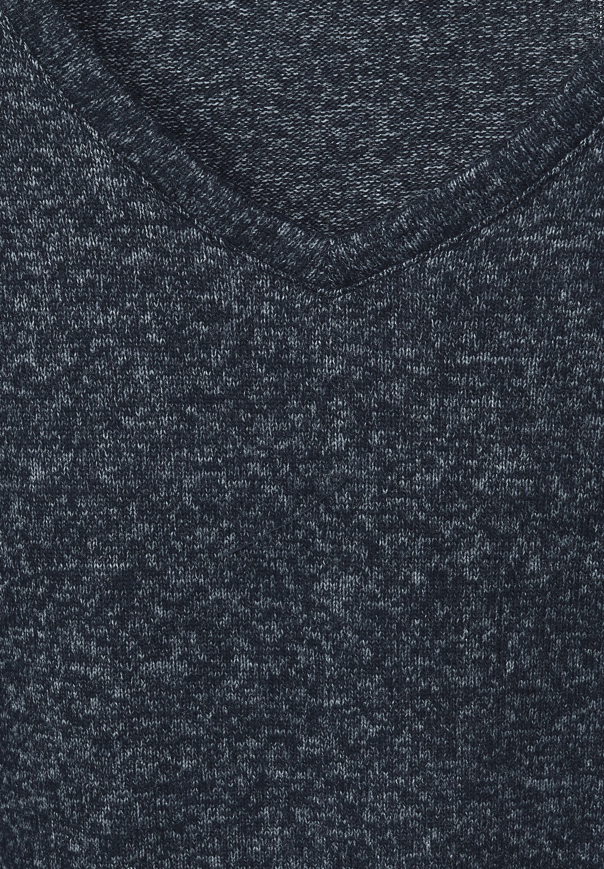 Cecil 3/4-Arm-Shirt mit heather blue melange V-Ausschnitt