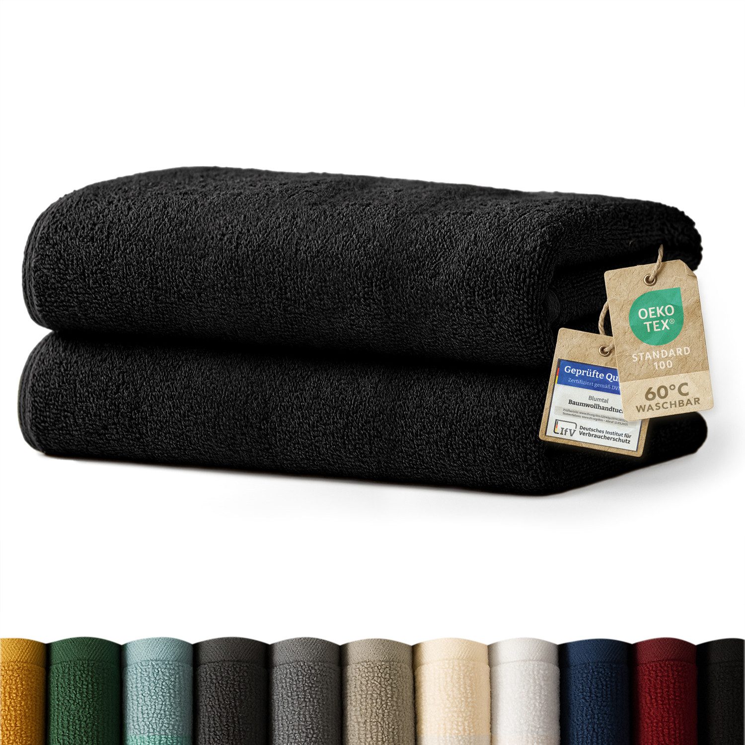 Blumtal Badetücher 2er-Set Premium Frottier-Badetuch in 70x140cm, 100% Baumwolle, Baumwolle (2X (70x140 cm), 2-St), Oeko-TEX zertifiziertes Badetuch - saugstarkes Frottiertücher Set