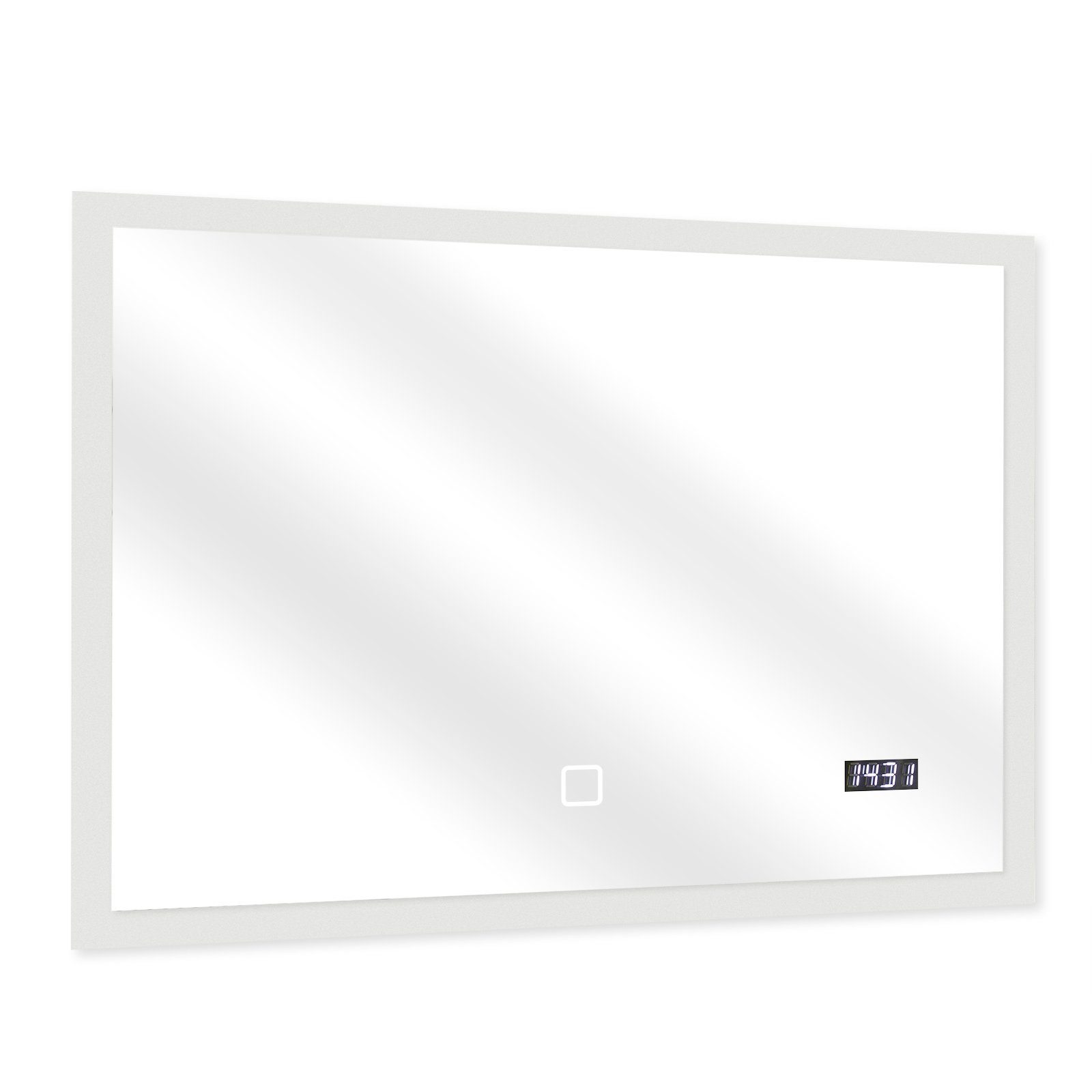 Aquamarin Badezimmerspiegelschrank - Touchschalter, Badspiegel - mit LED Badezimmerspiegel Digitaluhr