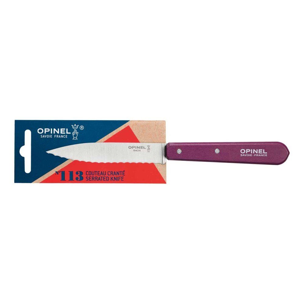 Opinel Gemüsemesser, Opinel Küchenmesser No 113, violett rostfrei, Buche