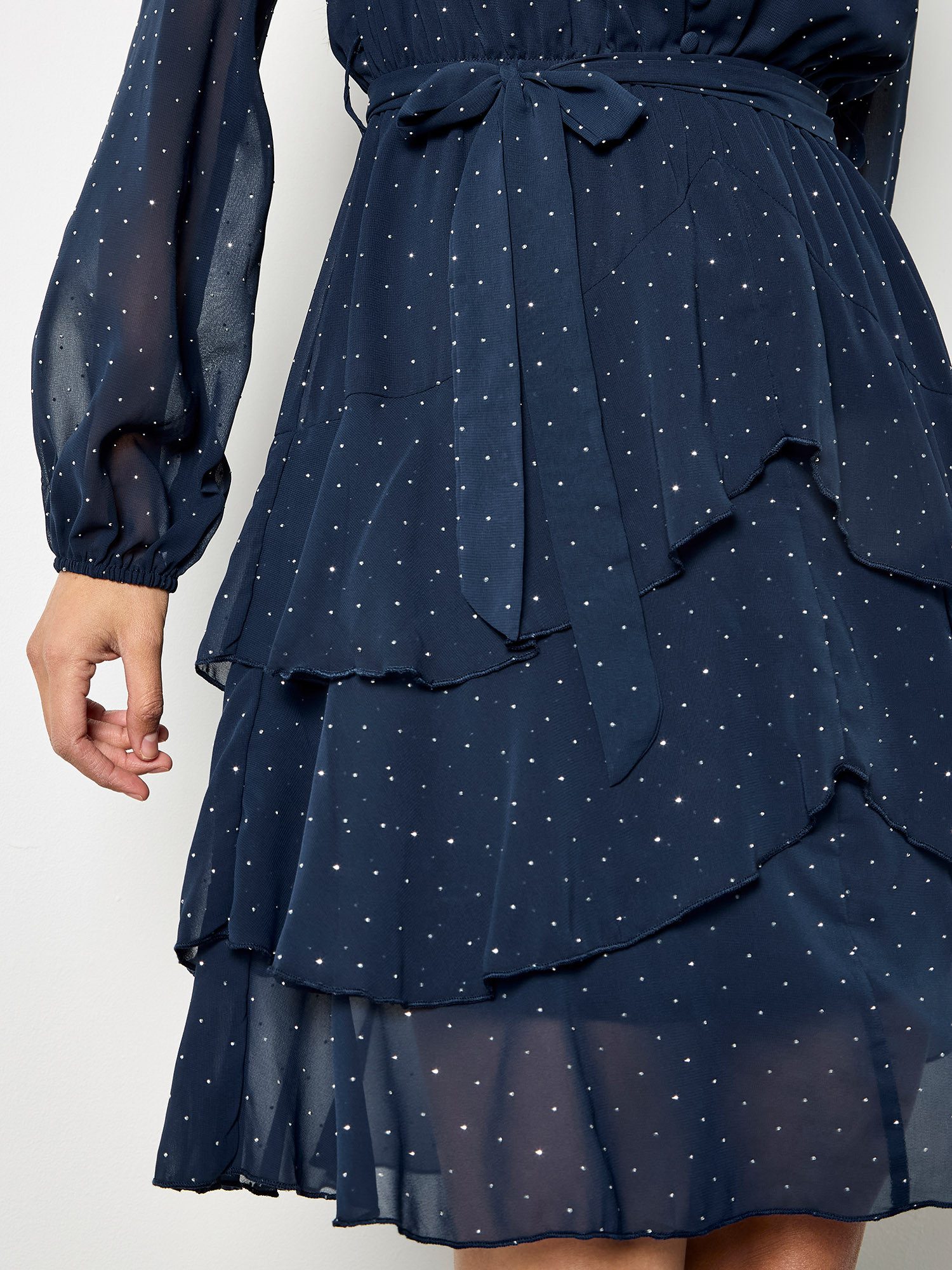 Apricot Partykleid Chiffonkleid (2-tlg., Stoffgürtel) mit günstig online kaufen