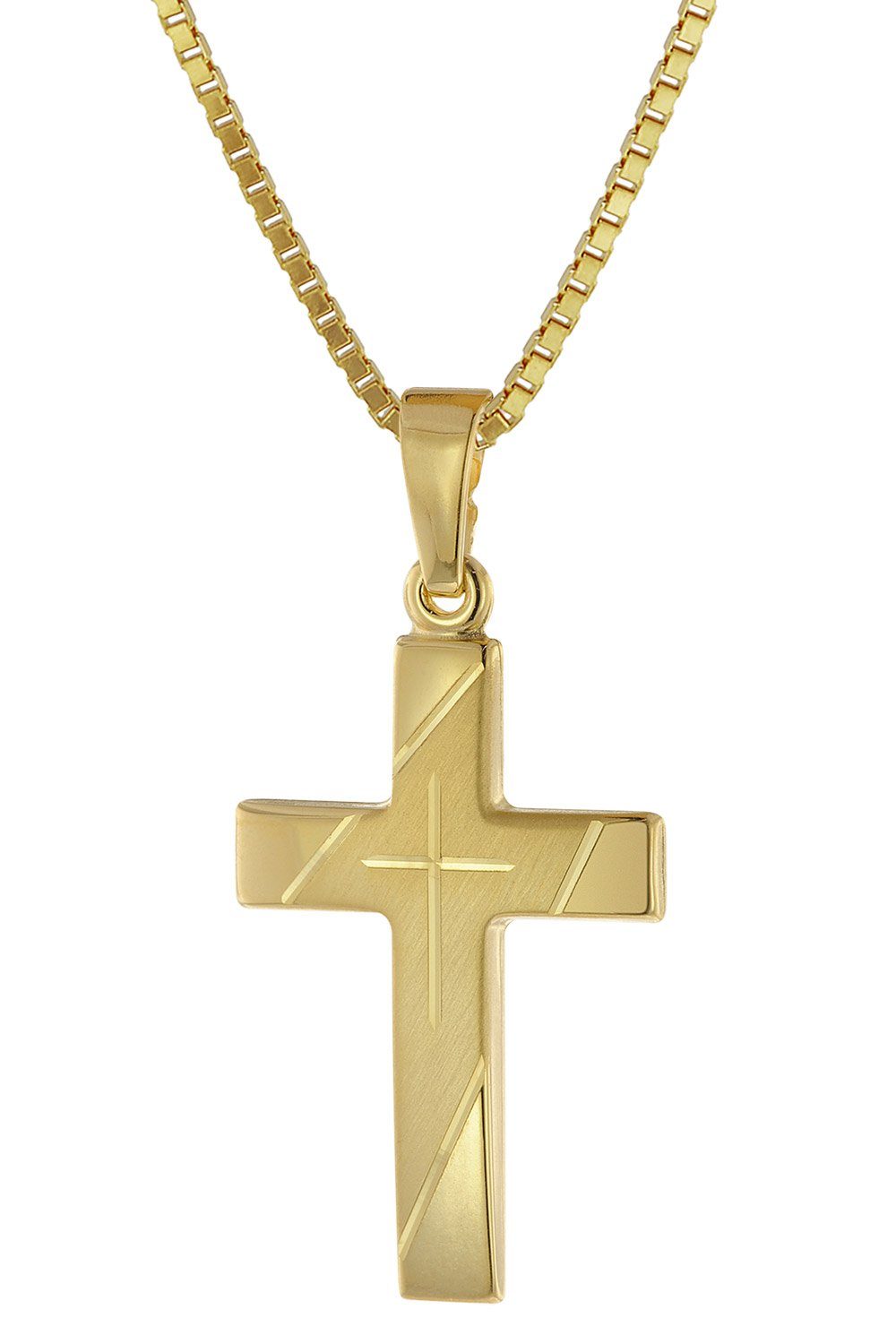 trendor Kette mit Anhänger Kreuz Anhänger Gold 333 mit goldplattierter Silb günstig online kaufen