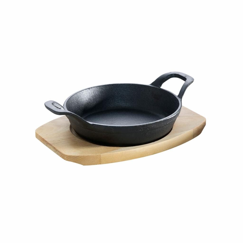 All Grill Grillpfanne Gusseisen-Minipfanne mit Stiel und Untersetzer, Gusseisen