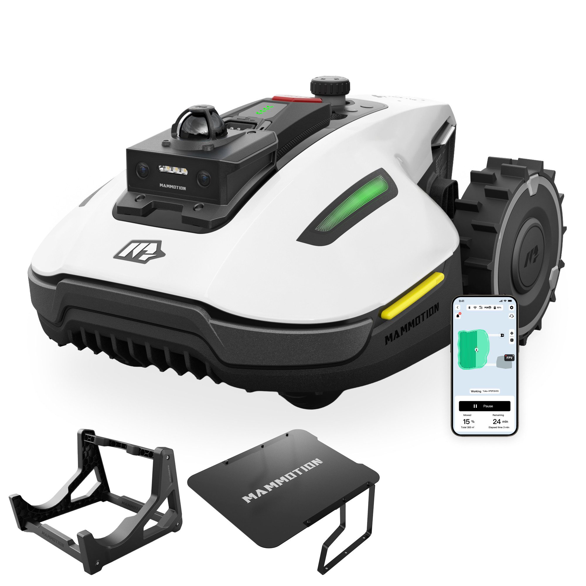 Mammotion Rasenmähroboter YUKA Mini 2 Mähroboter ohne Begrenzungsdraht, bis 1000 m² Rasenfläche, (mit Garage, Waschständer, 360° LiDAR + KI Vision-Navigation), Kein RTK, Auto Kartierung, DropMow, 6.1Ah Akku, APP