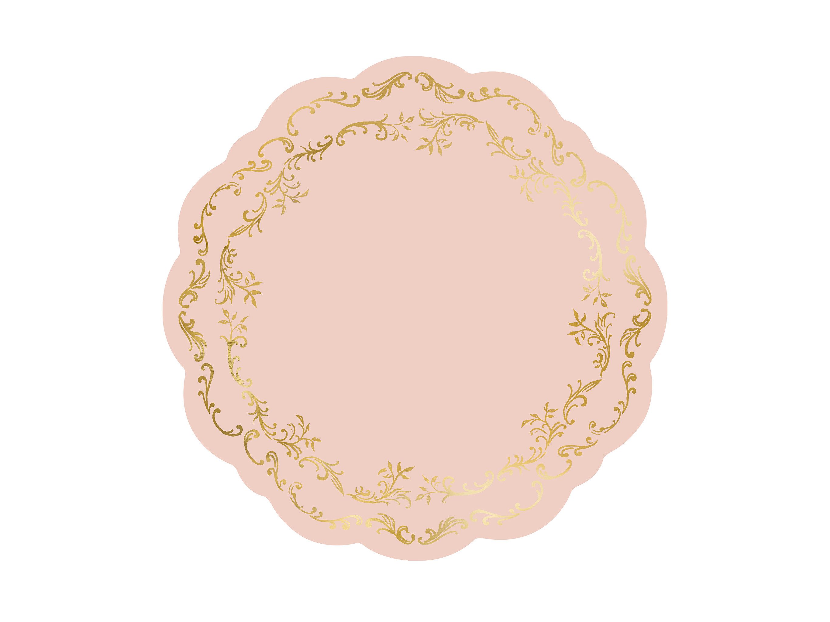 partydeco Platzset, Столовые наборы aus Papier 35,5cm mit Ranken 6 Stück Rosa / Gold