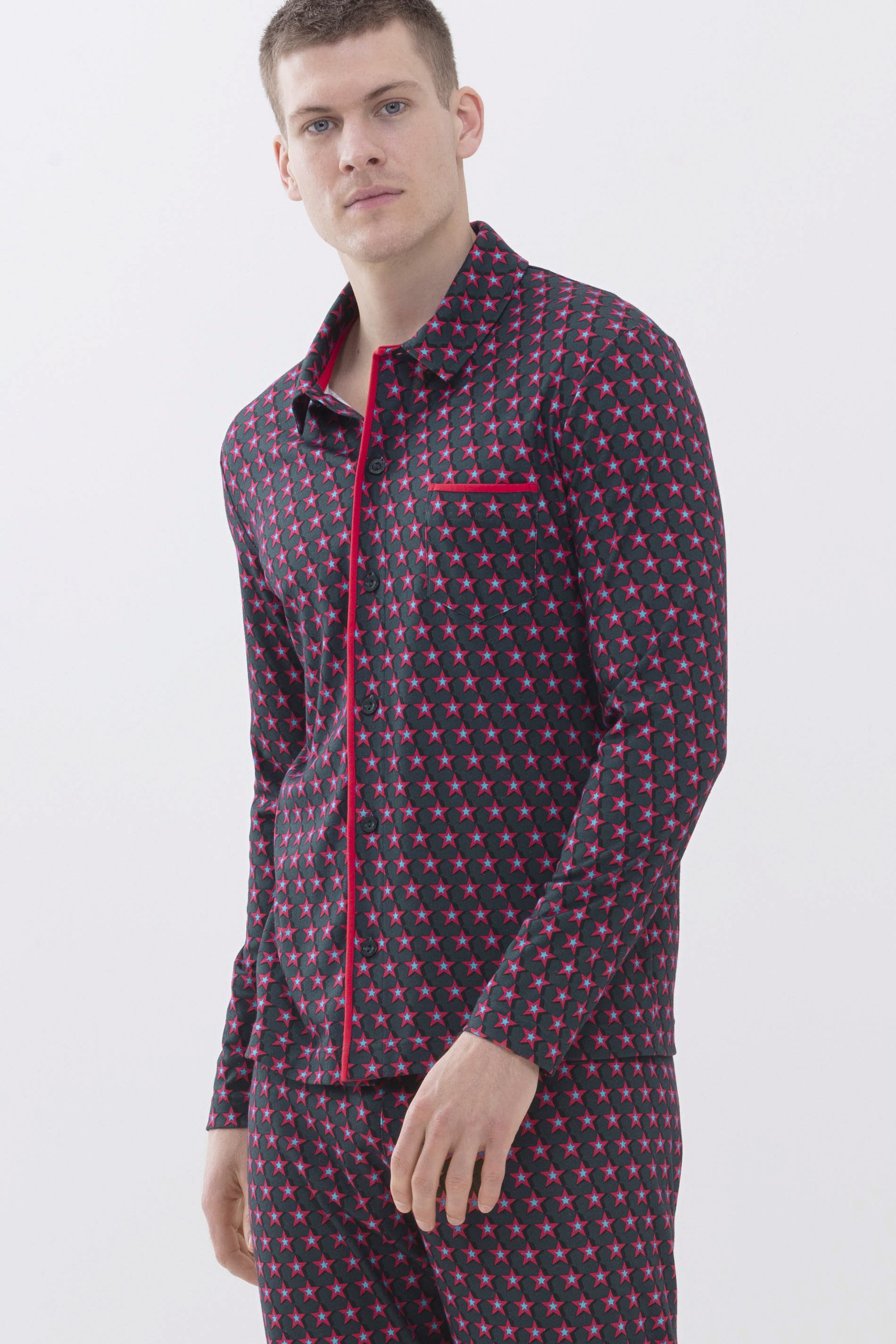 Mey Pyjamaoberteil Mey Herren Pyjama-Shirt Serie RE:THINK STAR (1-tlg)