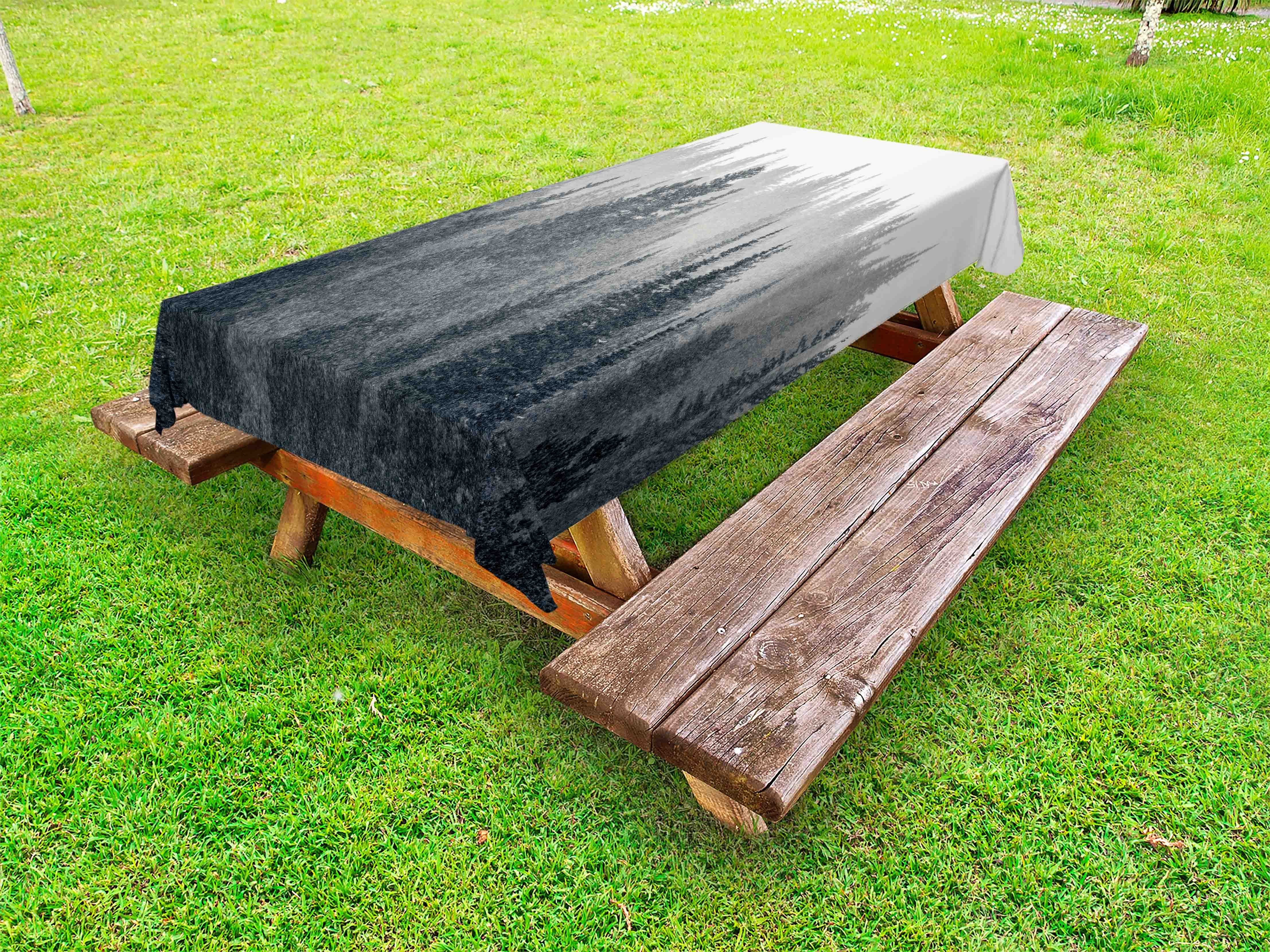 Abakuhaus waschbare Kiefer Dunkler dekorative Tischdecke Szene Gloomy Wald Picknick-Tischdecke,