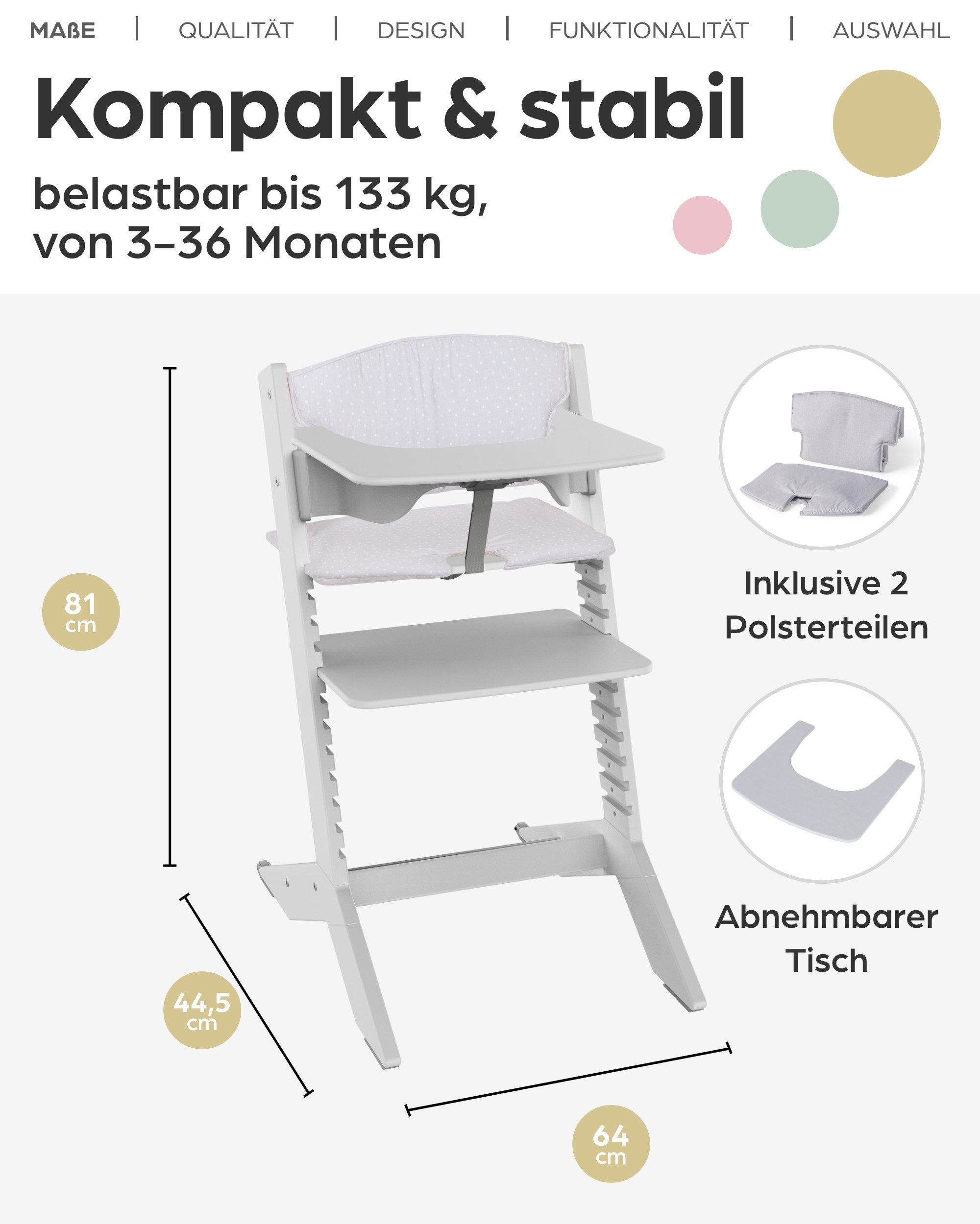 Geuther Kinderstuhl Kinderhochstuhl NALA mit Tisch und Sitzkissen