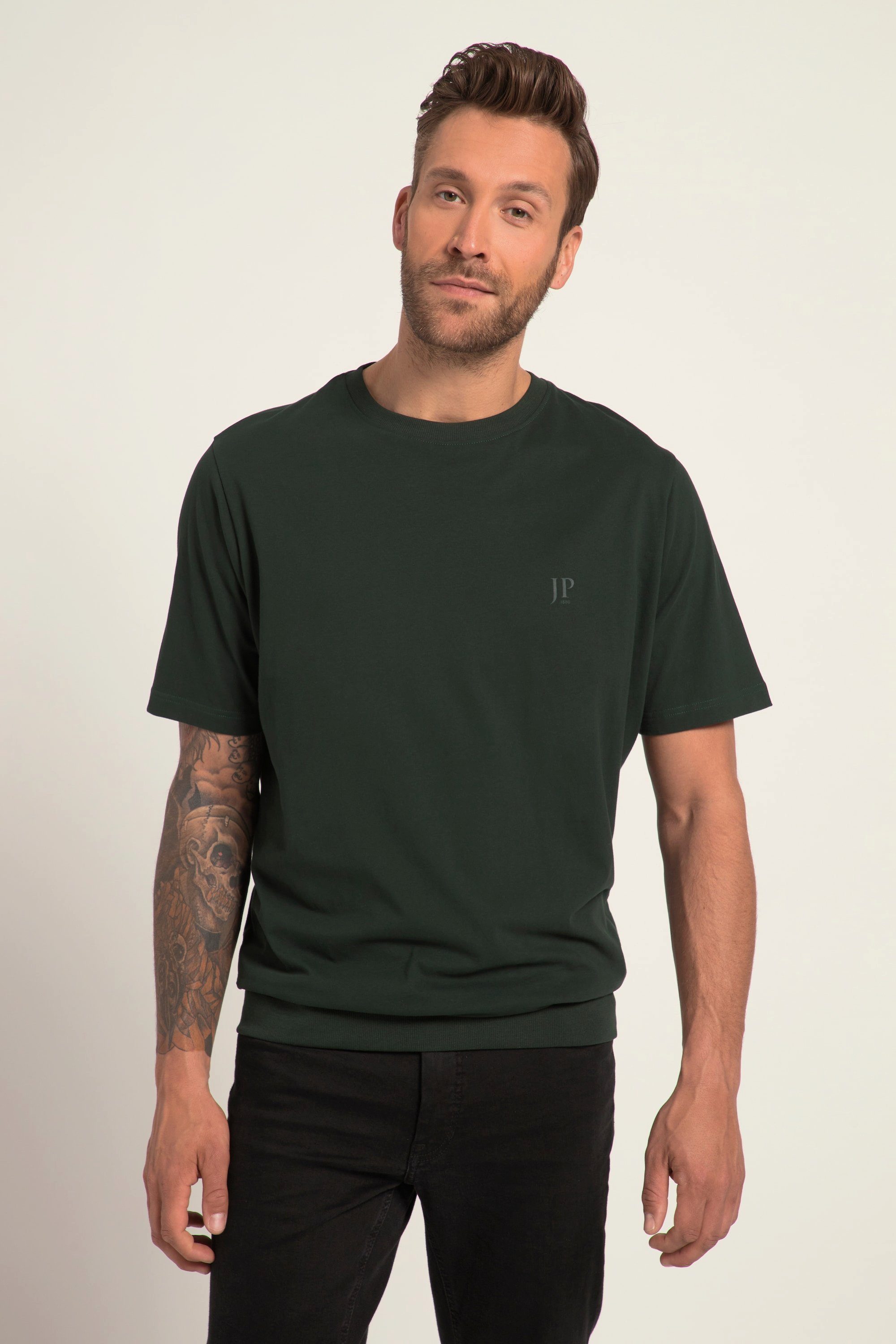 JP1880 T-Shirt T-Shirt Basic Bauchfit 10XL tannengrün Halbarm bis XXL