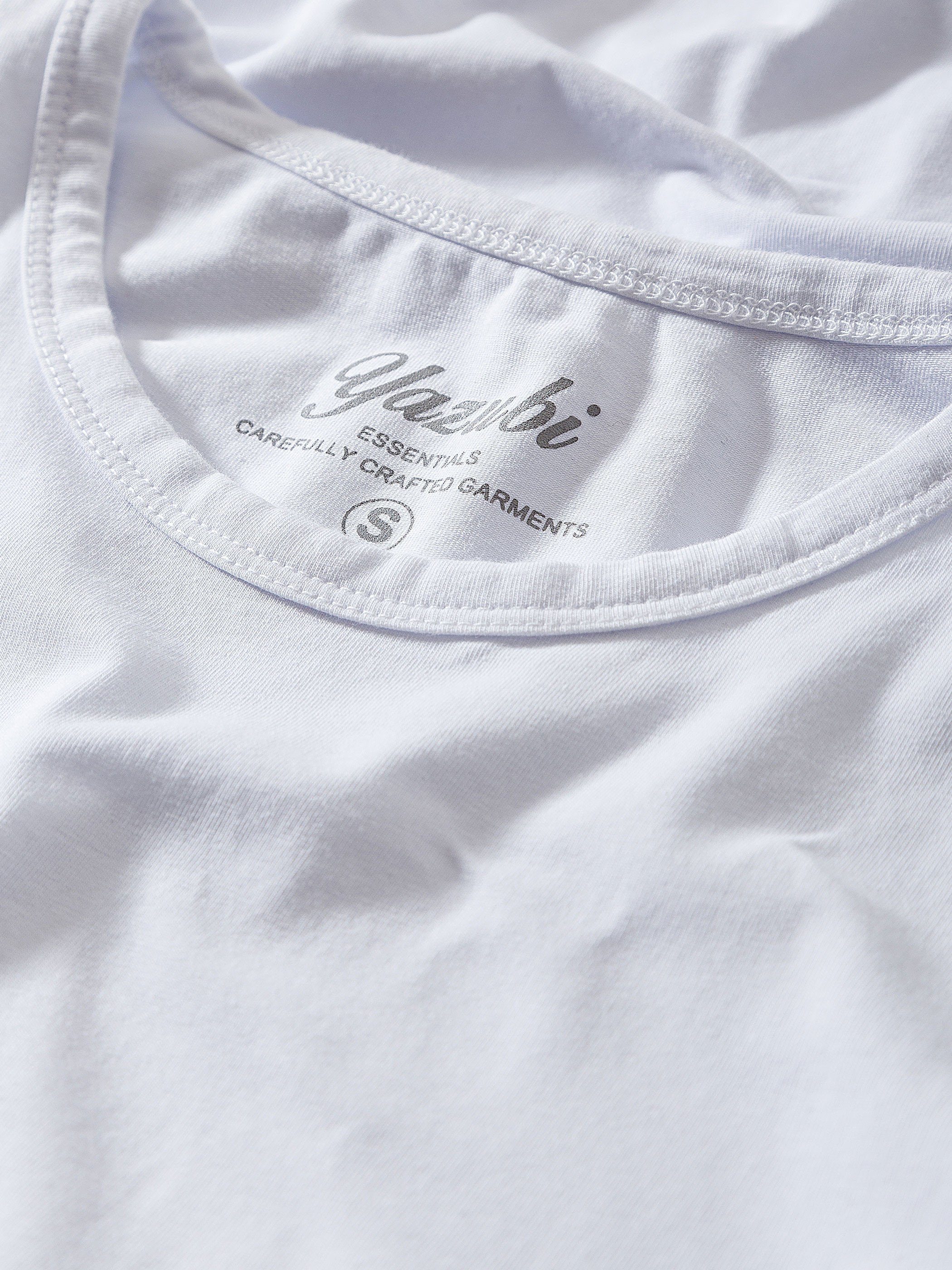 T-Shirt 3-Pack white Yazubi Neck modernes Mythic Basic Rundhalsshirt T-Shirt ( (Set) Crew brilliant 114001) Weiß