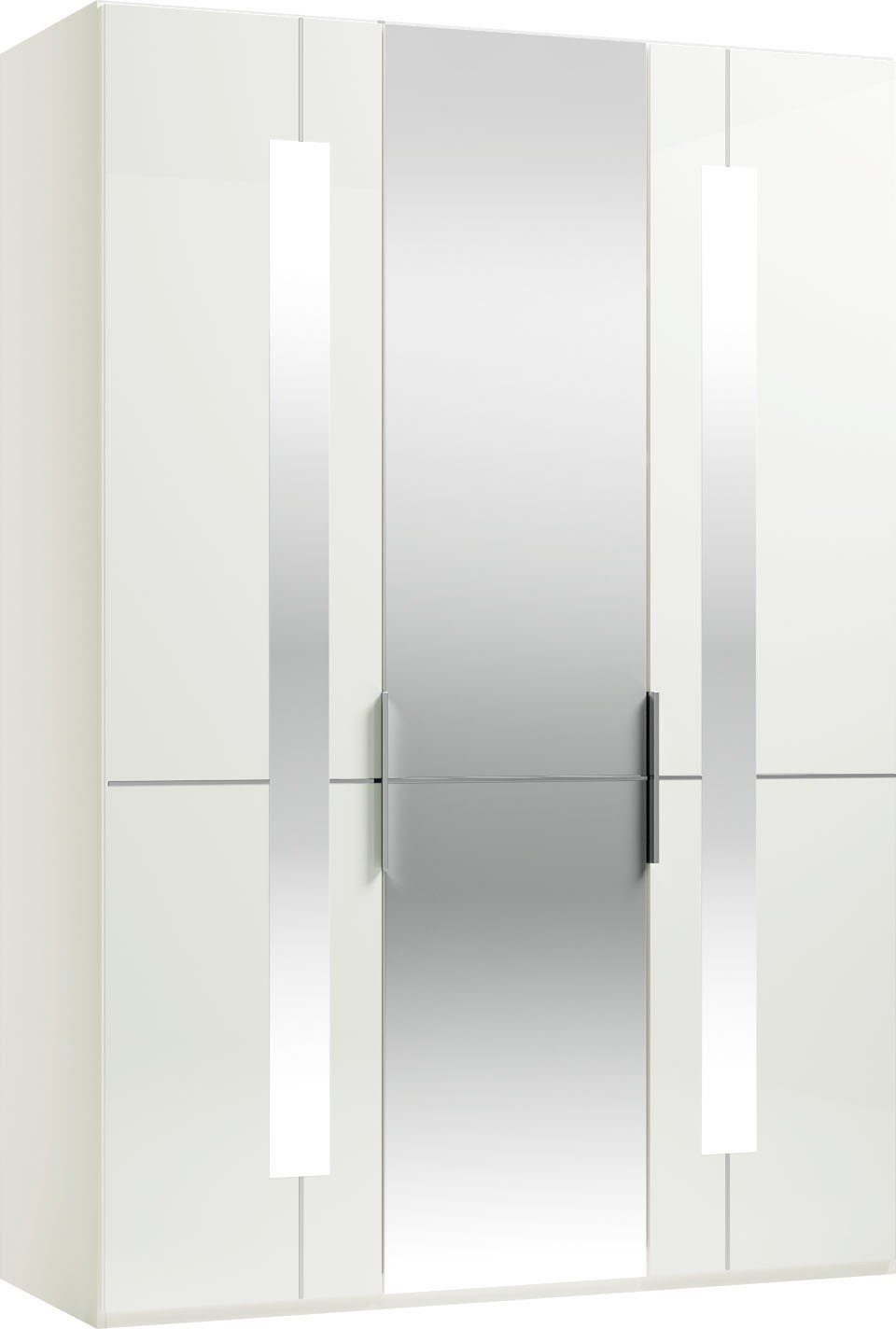 branded Kleiderstangen, Musterring und inkl. Imola M W by mit GALLERY Spiegeltüren Einlegeböden und Weiß Glas- Drehtürenschrank