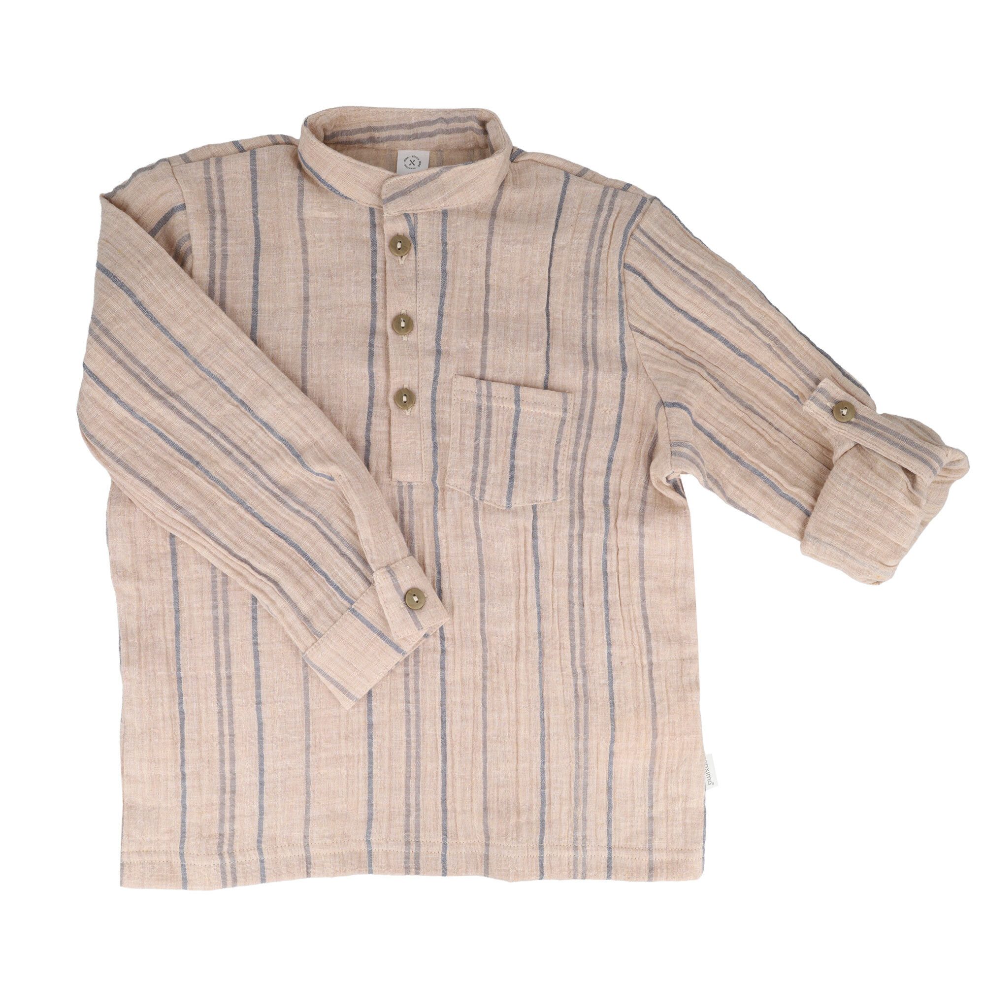 MAXIMO T-Shirt GOTS MINI BOY-Hemd, langer Arm Musselin (1-tlg)