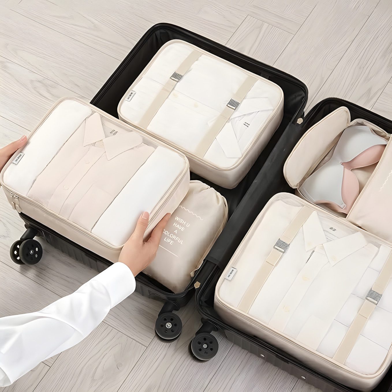 Forrlite Wäschetonne Kofferorganizer 7-teiliges Set, Packing Cubes, Reise Packtaschen (Kofferorganizer Koffer Organizer Set 7-teiliges, Packing Cubes, Reise Packtaschen)