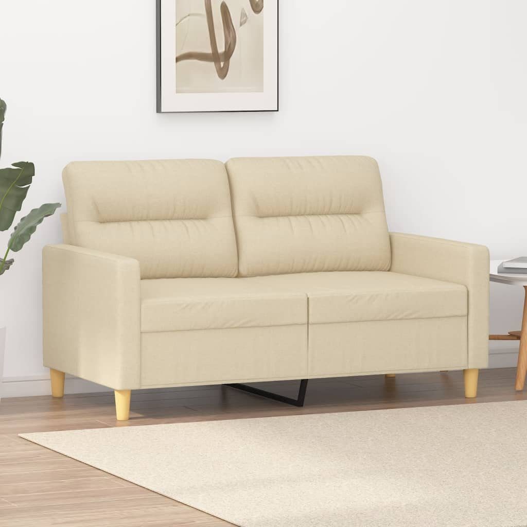 vidaXL Sofa 2-Sitzer-Sofa Creme 120 cm Stoff