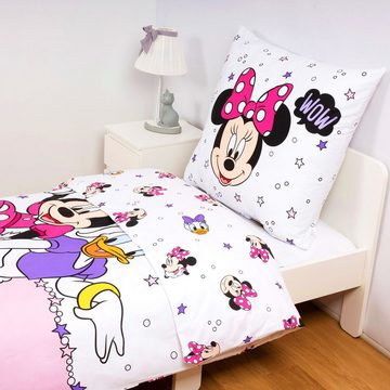 Kinderbettwäsche Minnie Mouse & Daisy Duck Disney Home 135x200cm Wow Friends, JACK, Renforcé, 2 teilig, Bunt, mit Reißverschluss