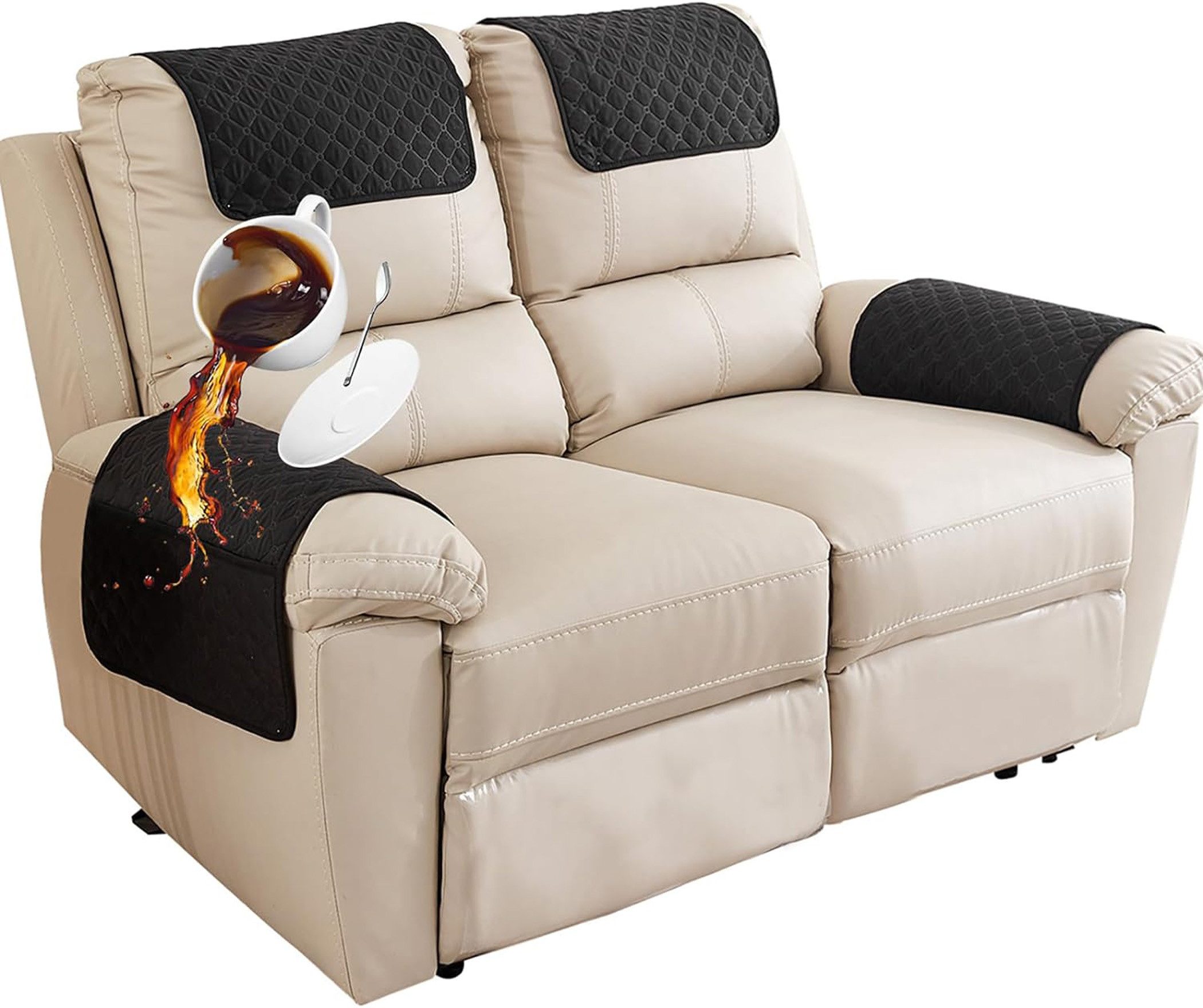 Zyronn Sesselschoner Für Relaxsessel Mit Armlehnen, Sesselbezug Mit Taschen, Wasserdicht & rutschfest Möbelschutz für Sofa, Stuhl