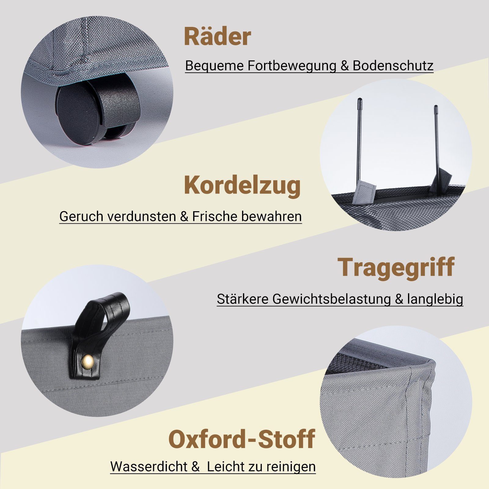 Elegear Wäschekorb 82/110L Oxford-Stoff Wäschesammler mit günstig online kaufen