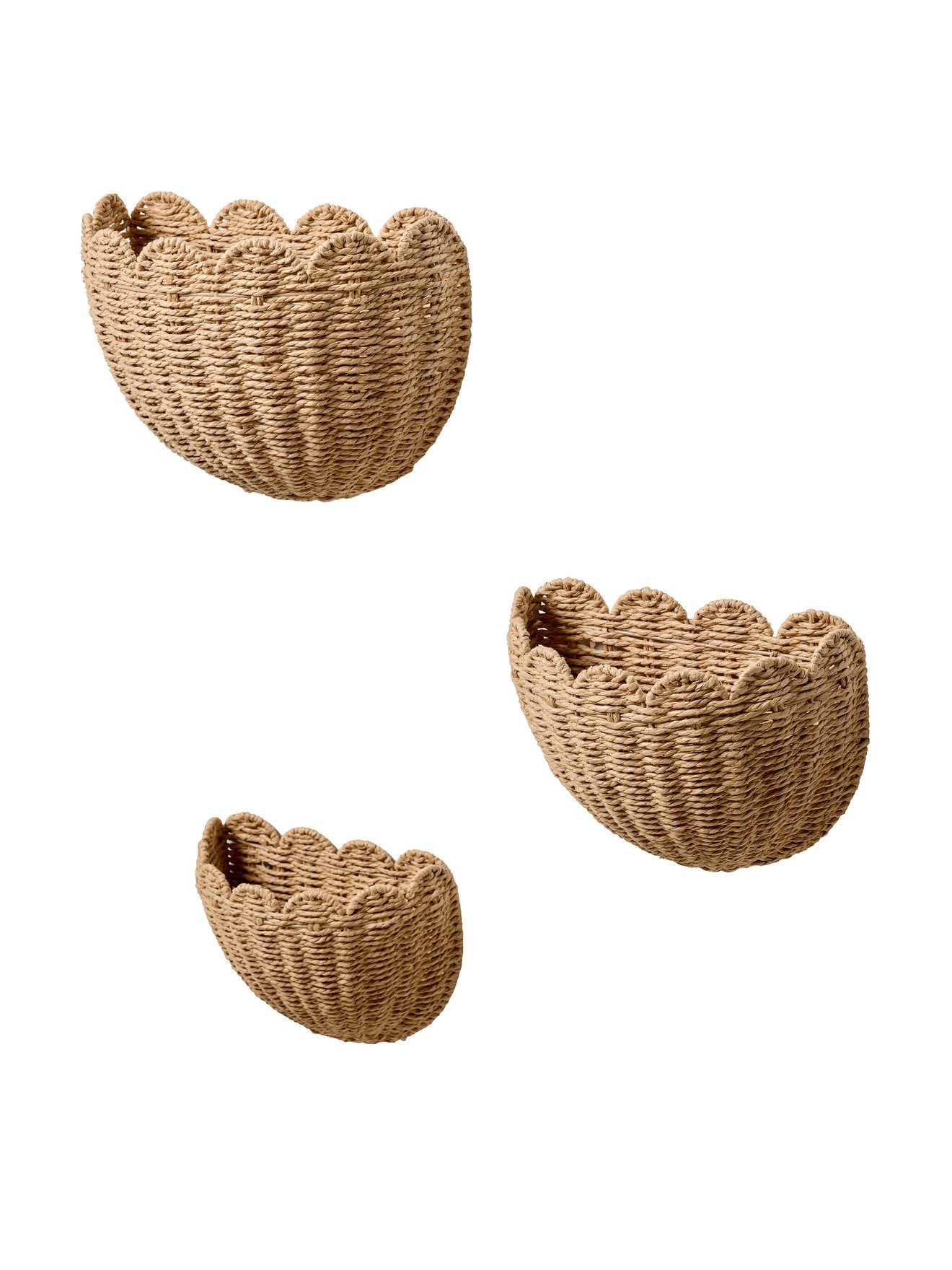 vertbaudet Wanddekoobjekt Wandkörbe FESTON aus Papierkordel, Kinderzimmer, 3er-Set, verspielt
