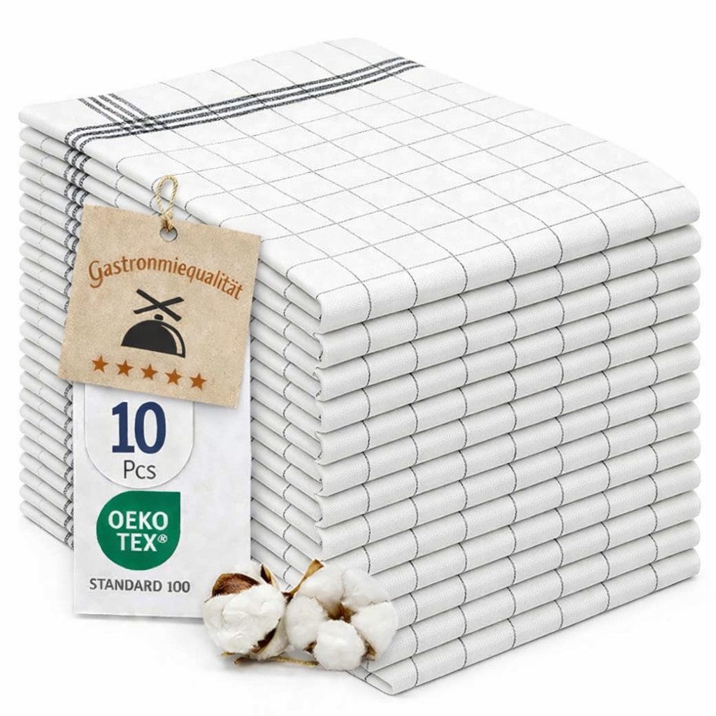 ALARA HOME Geschirrtuch Geschirrtücher Baumwolle Allzweck Tücher Küchentücher Trockentuch, (10 er, 10-tlg, Größe 50x70 cm), Geschirrhandtücher, Premium Qualität, 100% Baumwolle, Schwarz