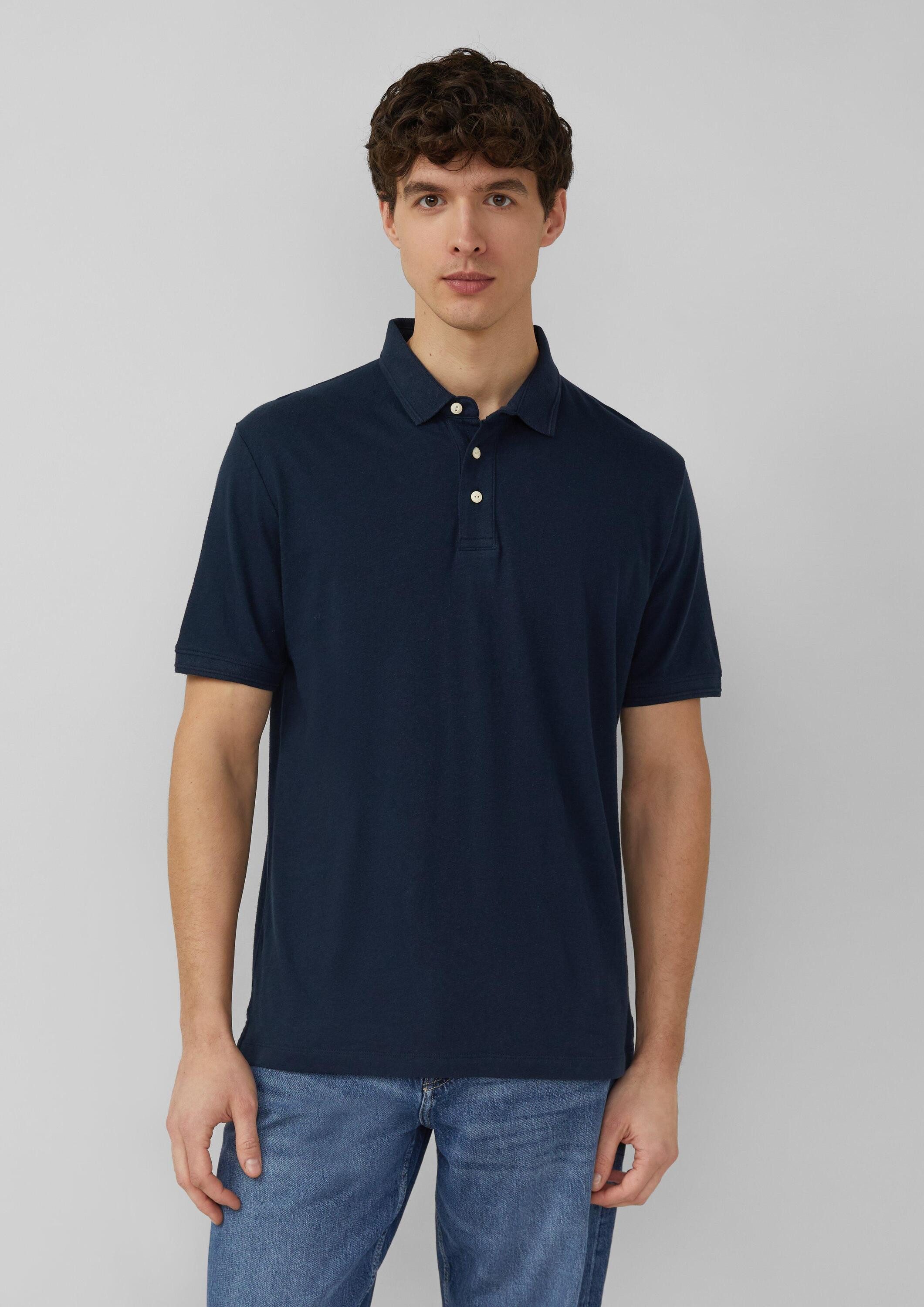 s.Oliver Kurzarmshirt Polo-Shirt Poloshirt aus Baumwoll-Leinenmix