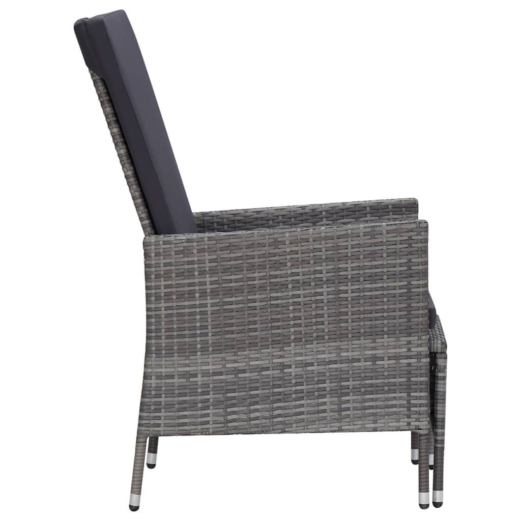 vidaXL Gartenlounge-Set 2-tlg. Rattan (2-tlg) Poly Garten-Lounge-Set Kissen mit Grau