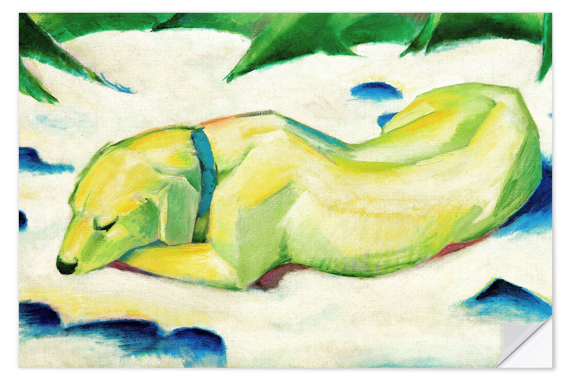 Posterlounge Poster Franz Marc, Liegender Hund günstig online kaufen