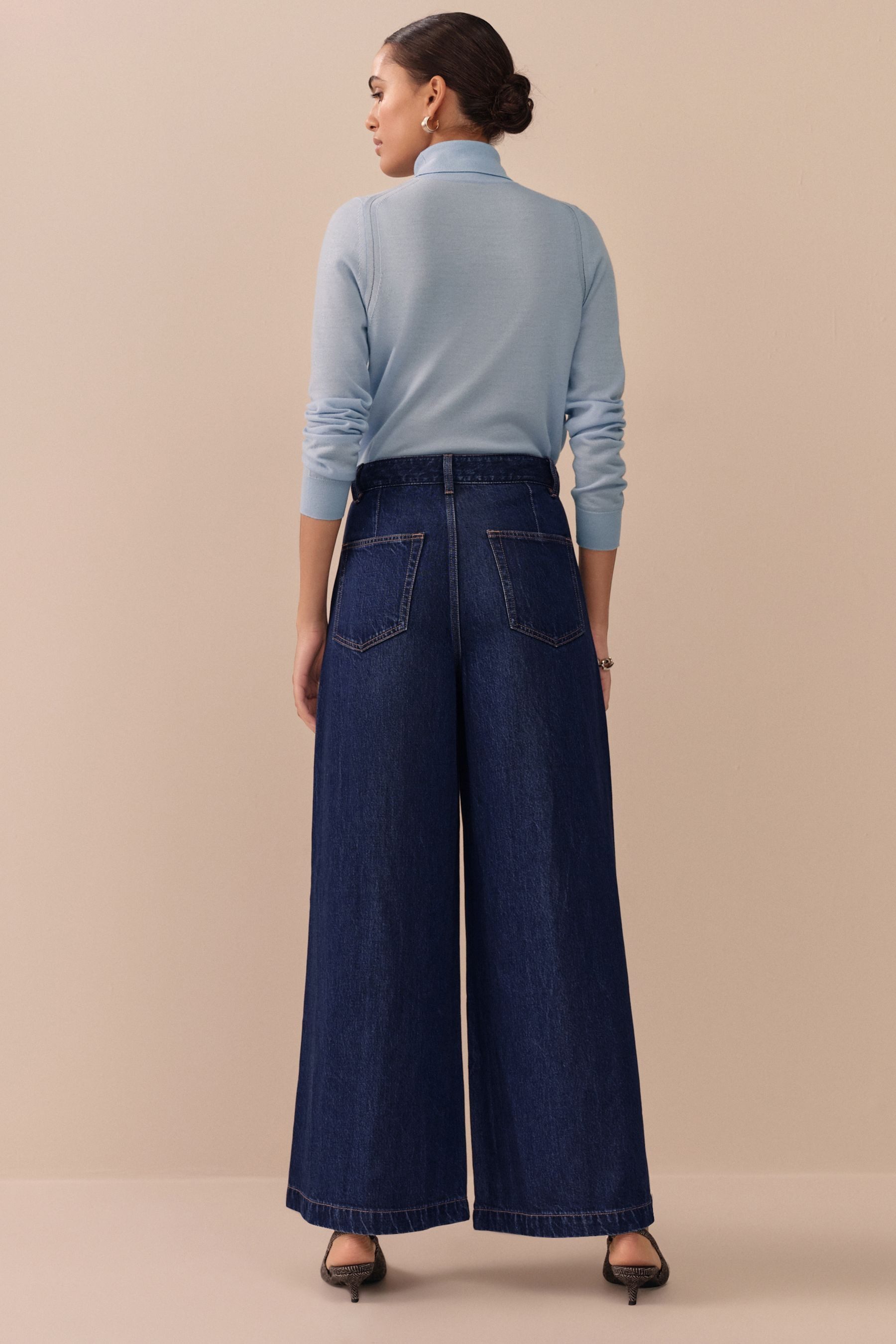 Next Weite Jeans N. Premium Palazzo-Jeans mit weitem Bein (1-tlg)