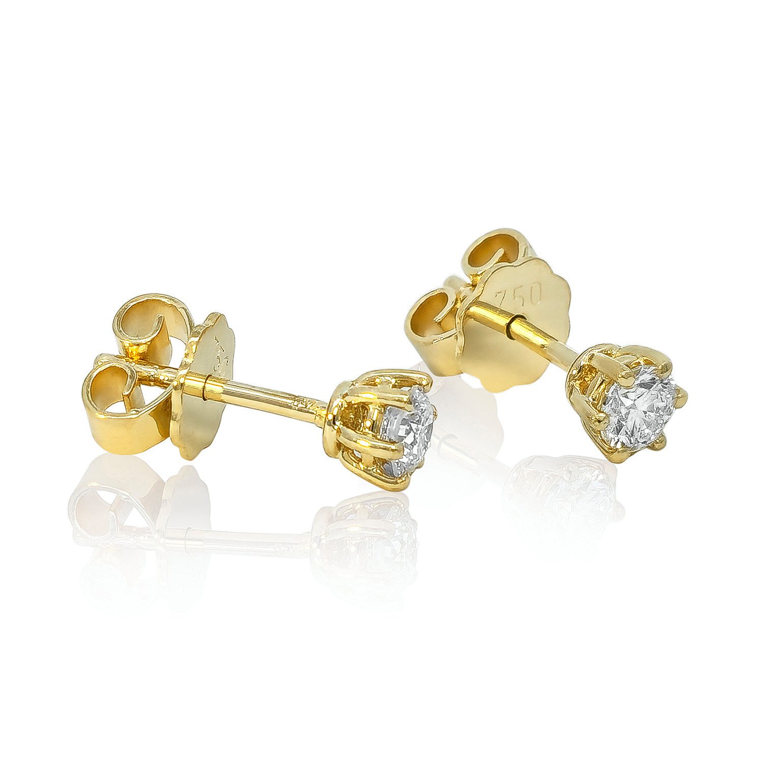 Webgoldschmied Paar Ohrstecker Ohrstecker 750 Weißgold mit 2 Diamanten Lupenrein (IF) feines weiß (F), Originalphotos, nicht im Photoshop bearbeitet