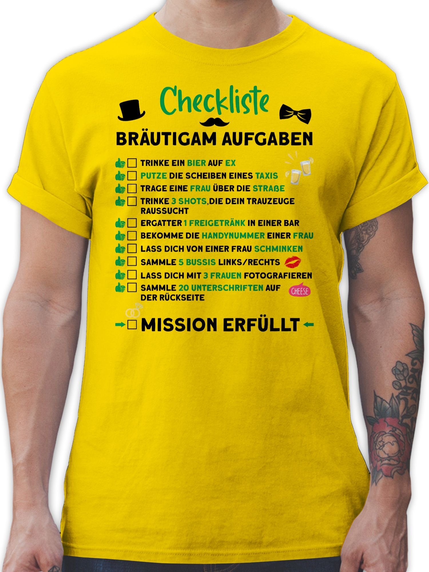 Shirtracer T-Shirt Checkliste Bräutigam Aufgaben JGA günstig online kaufen