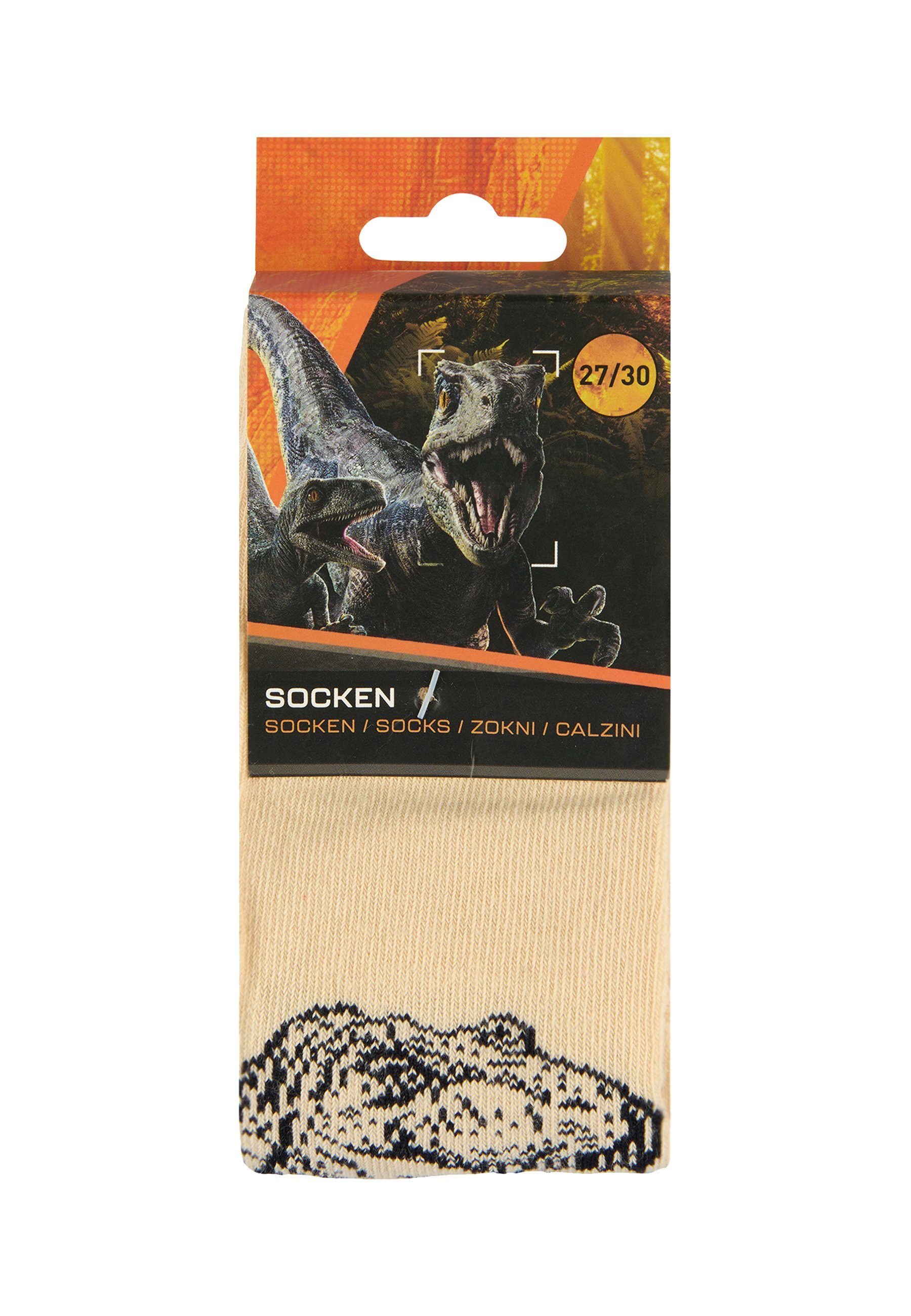 ONOMATO! Socken Jurassic World Kinder Socken 3er Pack T-Rex Dinosaurier (3-Paar)