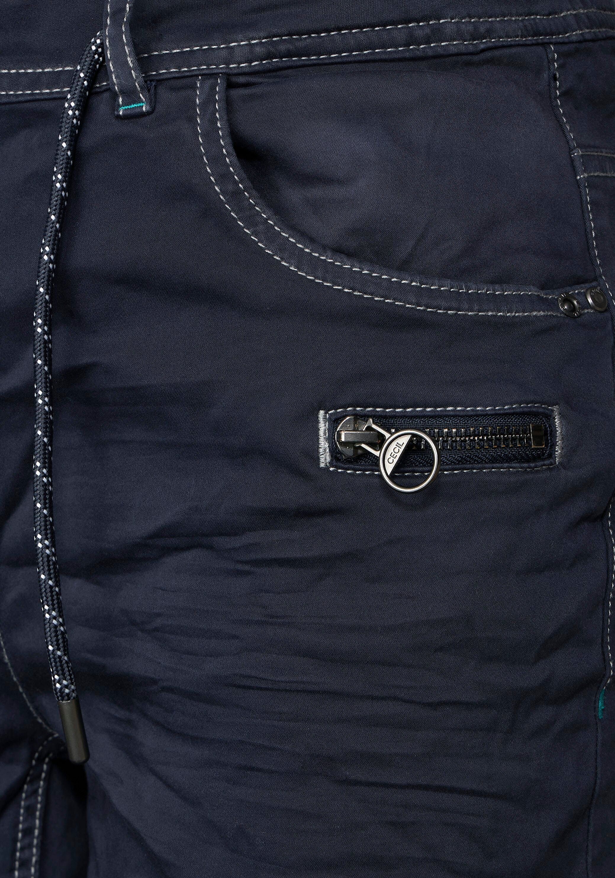 Cecil Style hübschem Toronto deep mit 5-Pocket-Hose blue Tunnelzugband